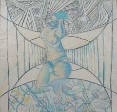 Op Art Figurative Female Nude -- Sanctum of the Blooming Mind