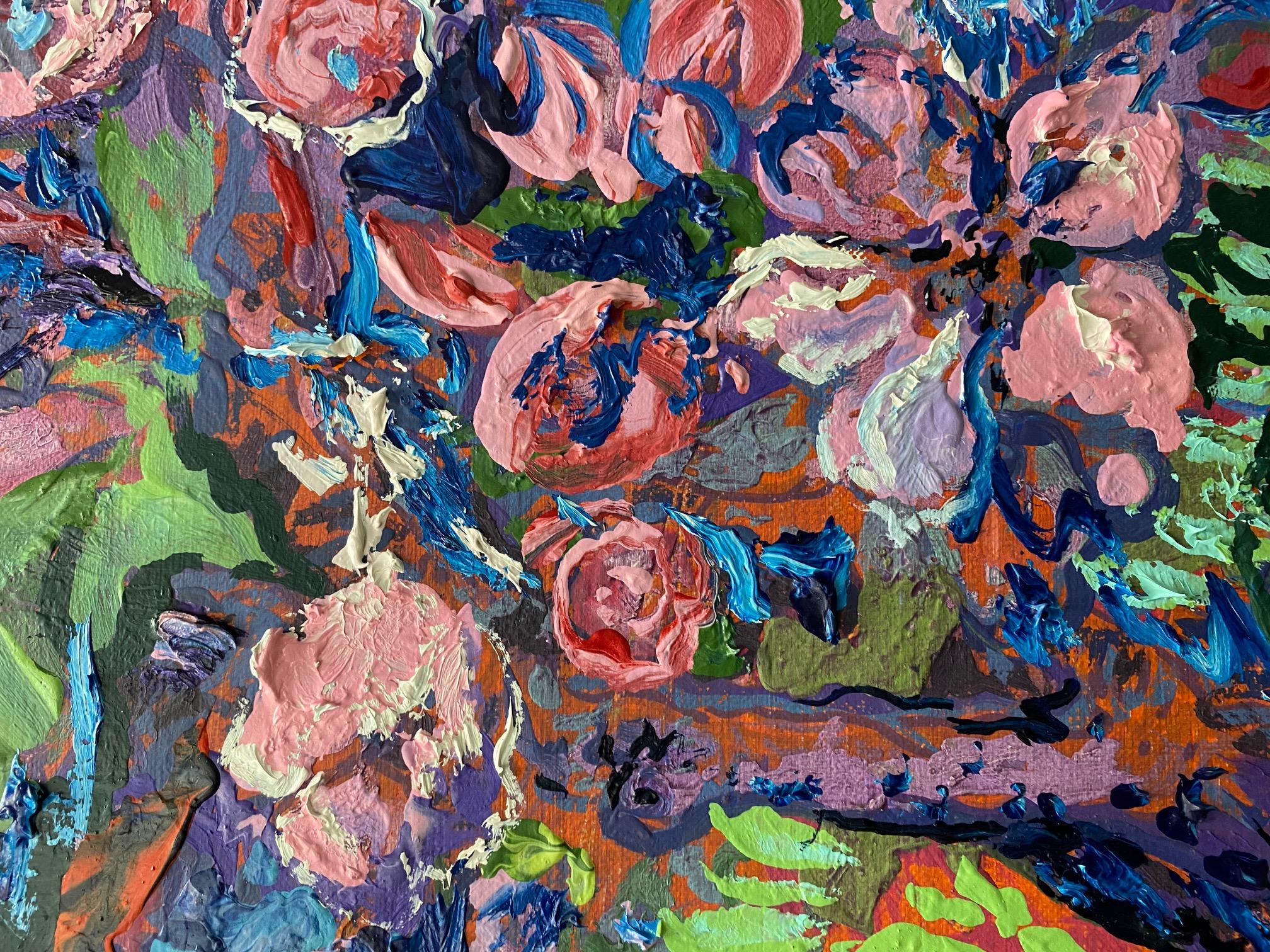 Apple Blossoms Opus 3, original 32x40 expressionist landscape - Gray Landscape Painting by Dmitri Wright