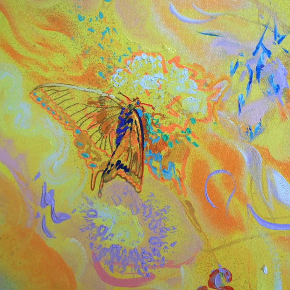 Dmitri Wright - Farfalla e libellula, pittura 2017 in vendita 4