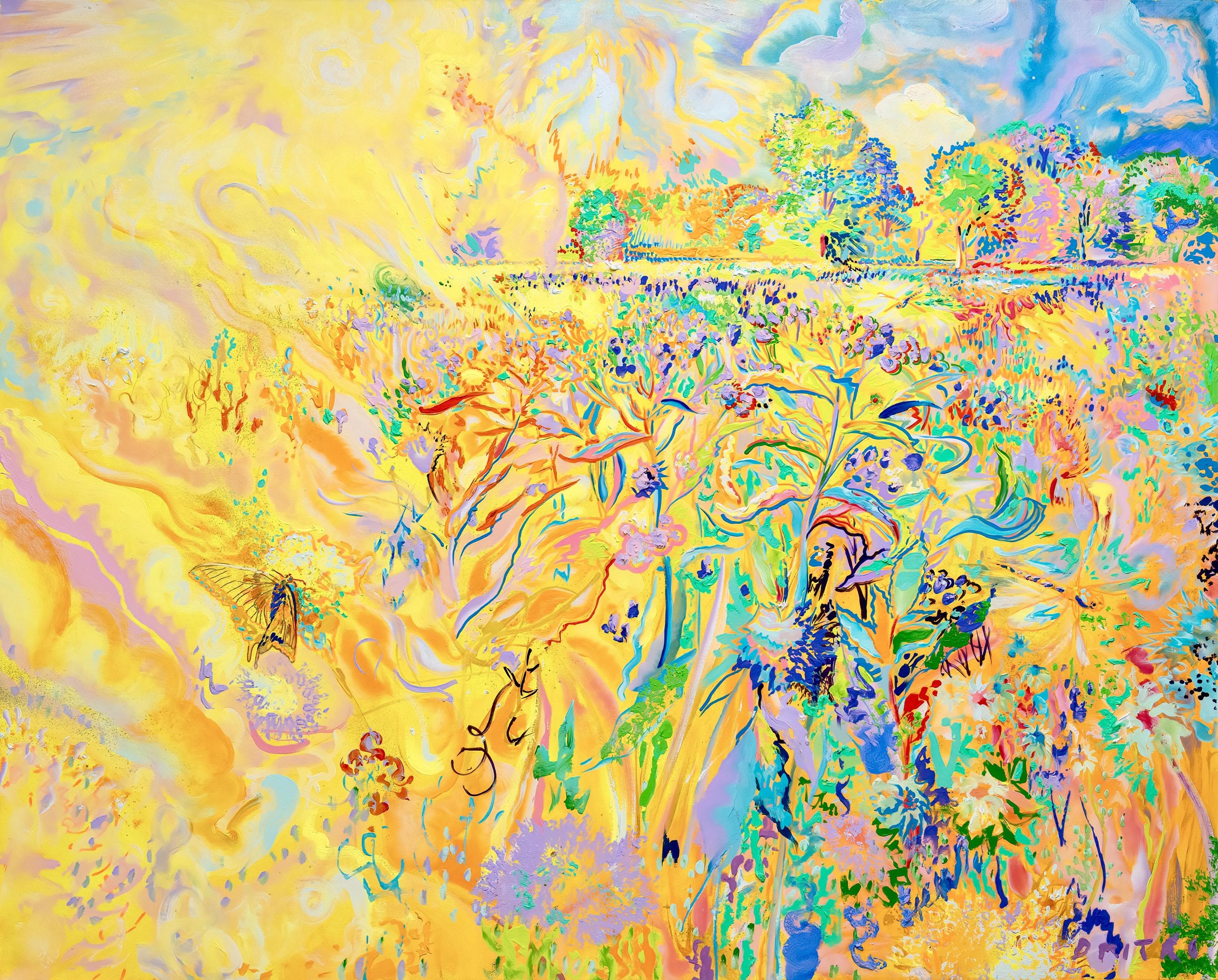 Dmitri Wright - Farfalla e libellula, pittura 2017