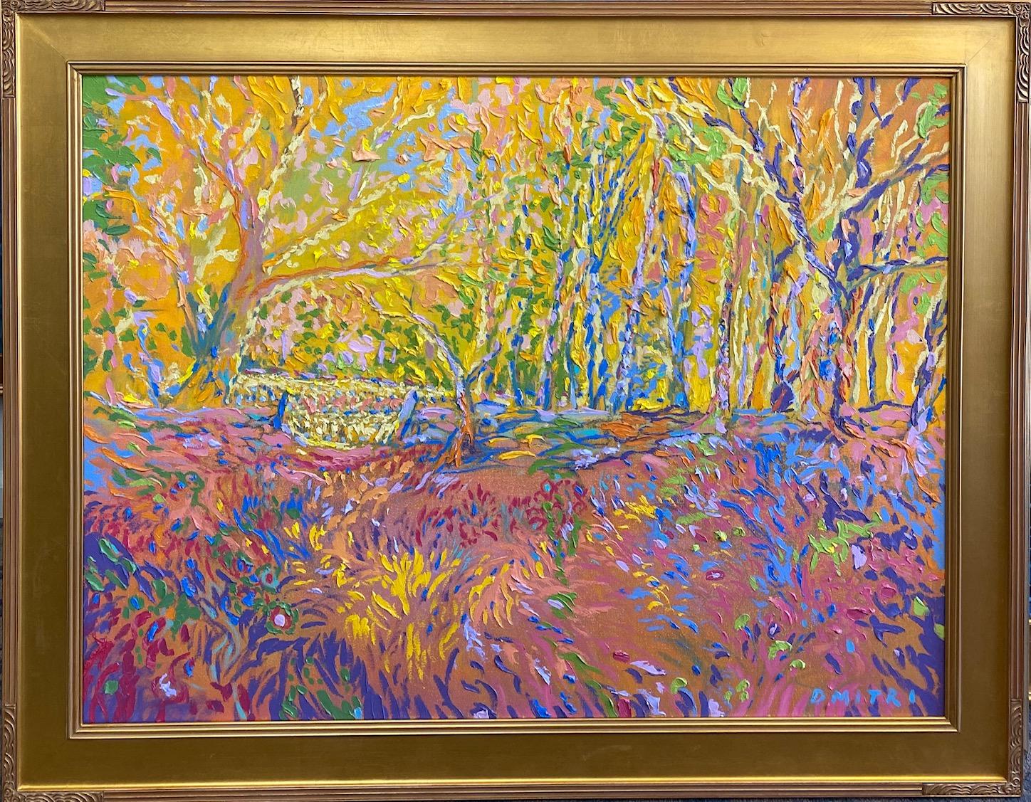 Dmitri Wright Landscape Painting - Fractals Quaver Beyond the Meadow, original 30x40 expressionist landscape