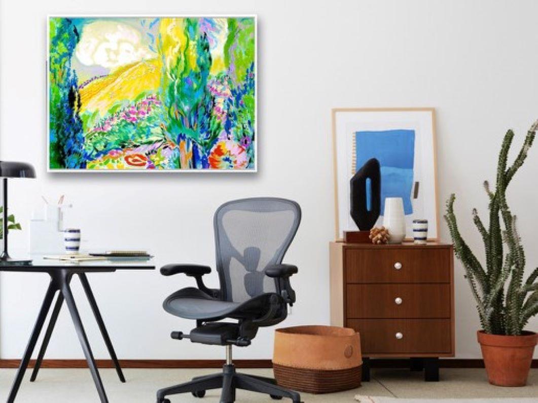 Laudato, Alabanza, paisaje expresionista abstracto original de 30x40 en venta 1