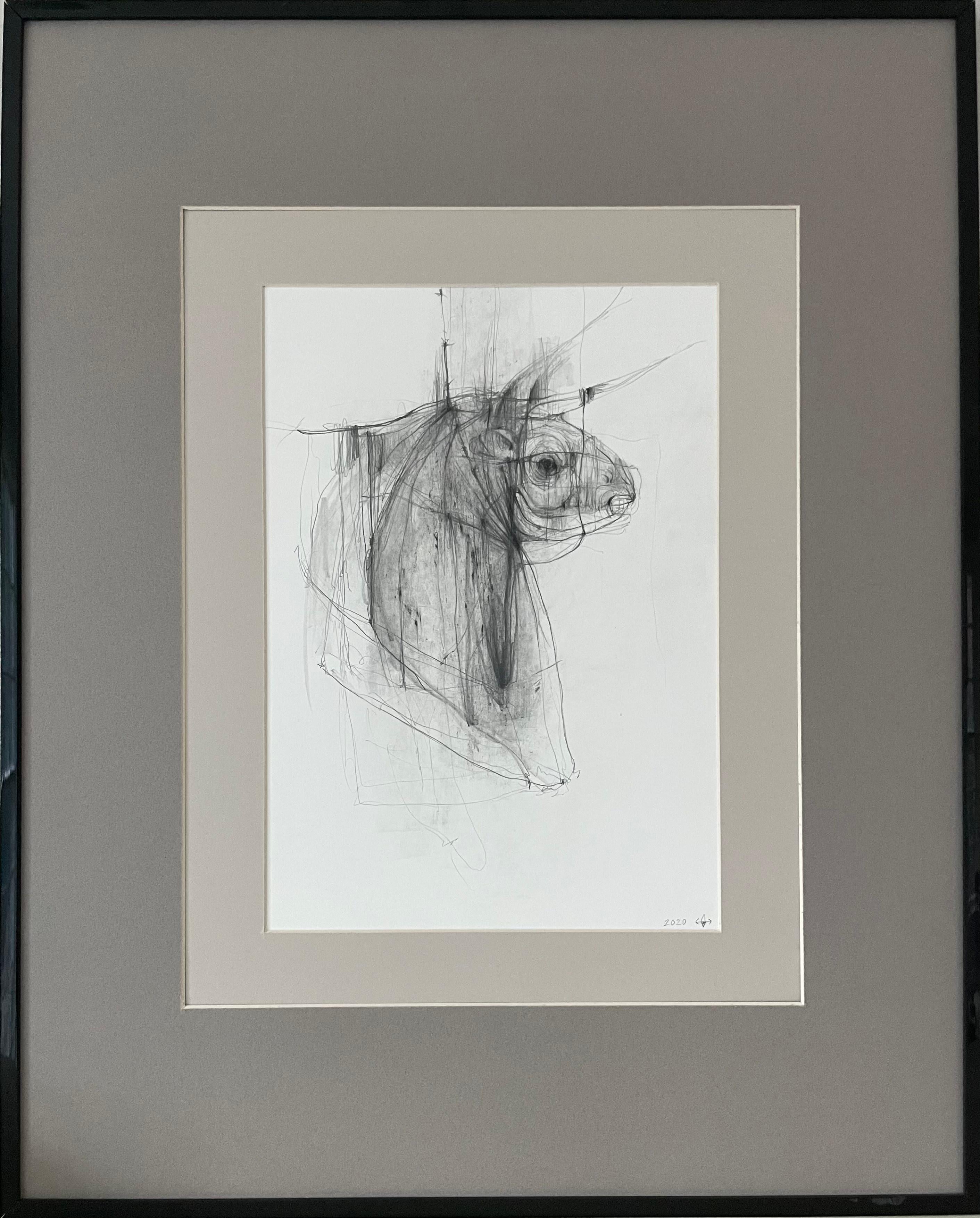 Dmitrii Drugakov Nude - Bull - expressive line drawing 