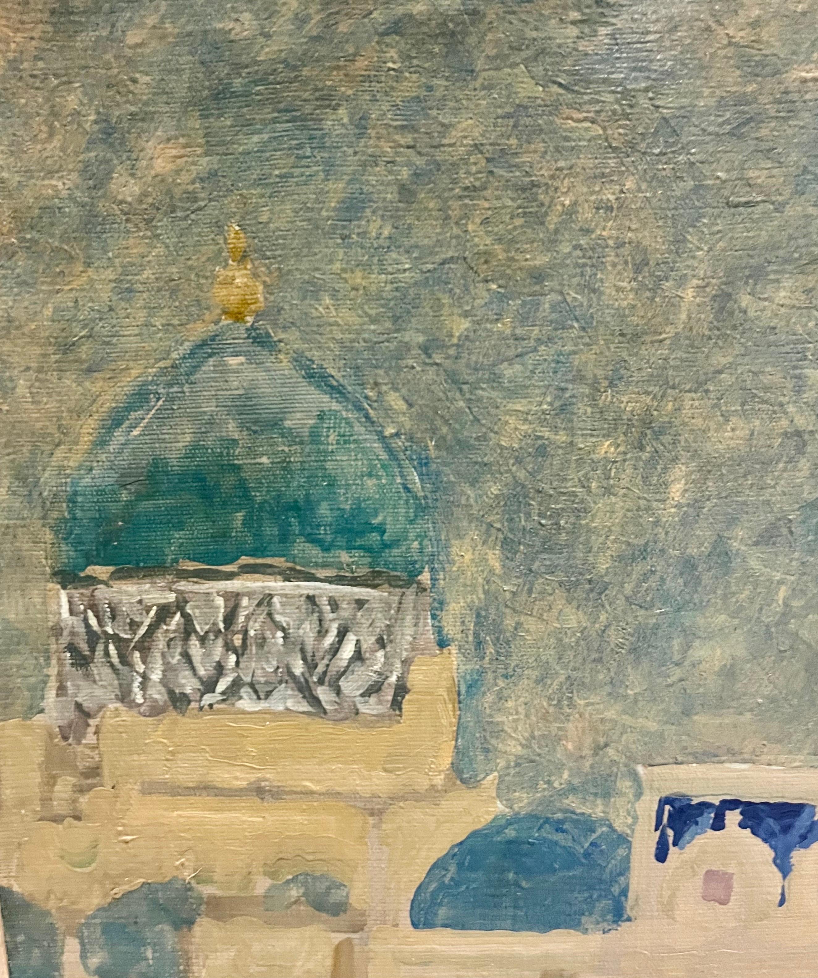 Middle East landscape, , Blue and turquoise mosques Uzbekistan, Khiva
Dmitrij KOSMIN (Omsk, 1925 – Moscow, 2003)

Dmitrij Kosmin has represented the Soviet Union at the Biennale of Venice in 1966.
Works by Dmitrij Kosmin can be found in various