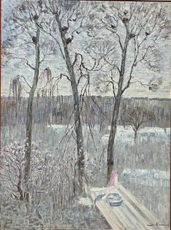 « Flooded forest », gris et violet, paysage cm. 90 x 120, 1994