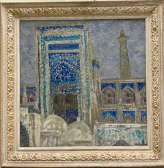 "Mattina luminosa a Khiva" Madrassa , Moschea , Uzbekistan Olio cm. 68 x 68 1975