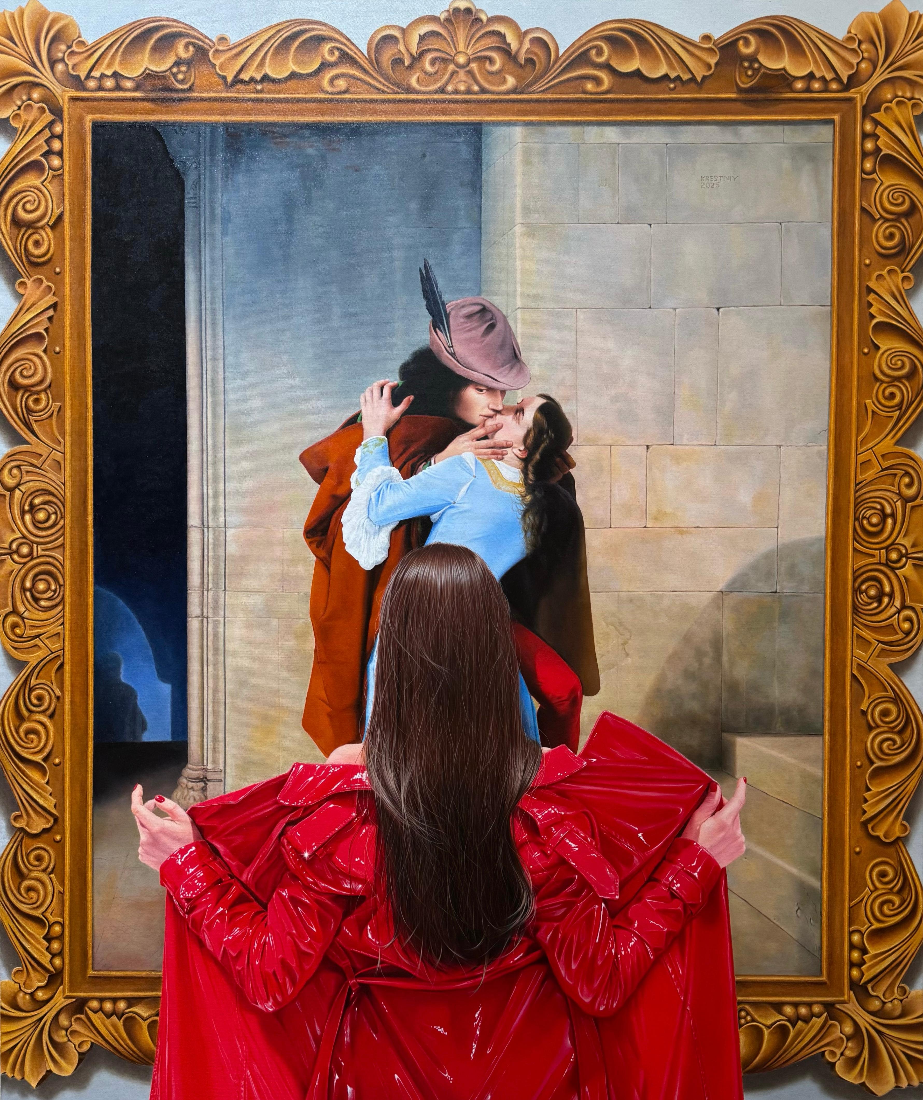 "Homewrecker" Figurative Oil Painting 47" x 39" inch by Dmitriy Krestniy

ATTENTION: Painting ships rolled in a tube.

A look through Dmitriy’s designs reveals a glamorous, feminine, provocative yet sensual style influenced by his natural Ukrainian