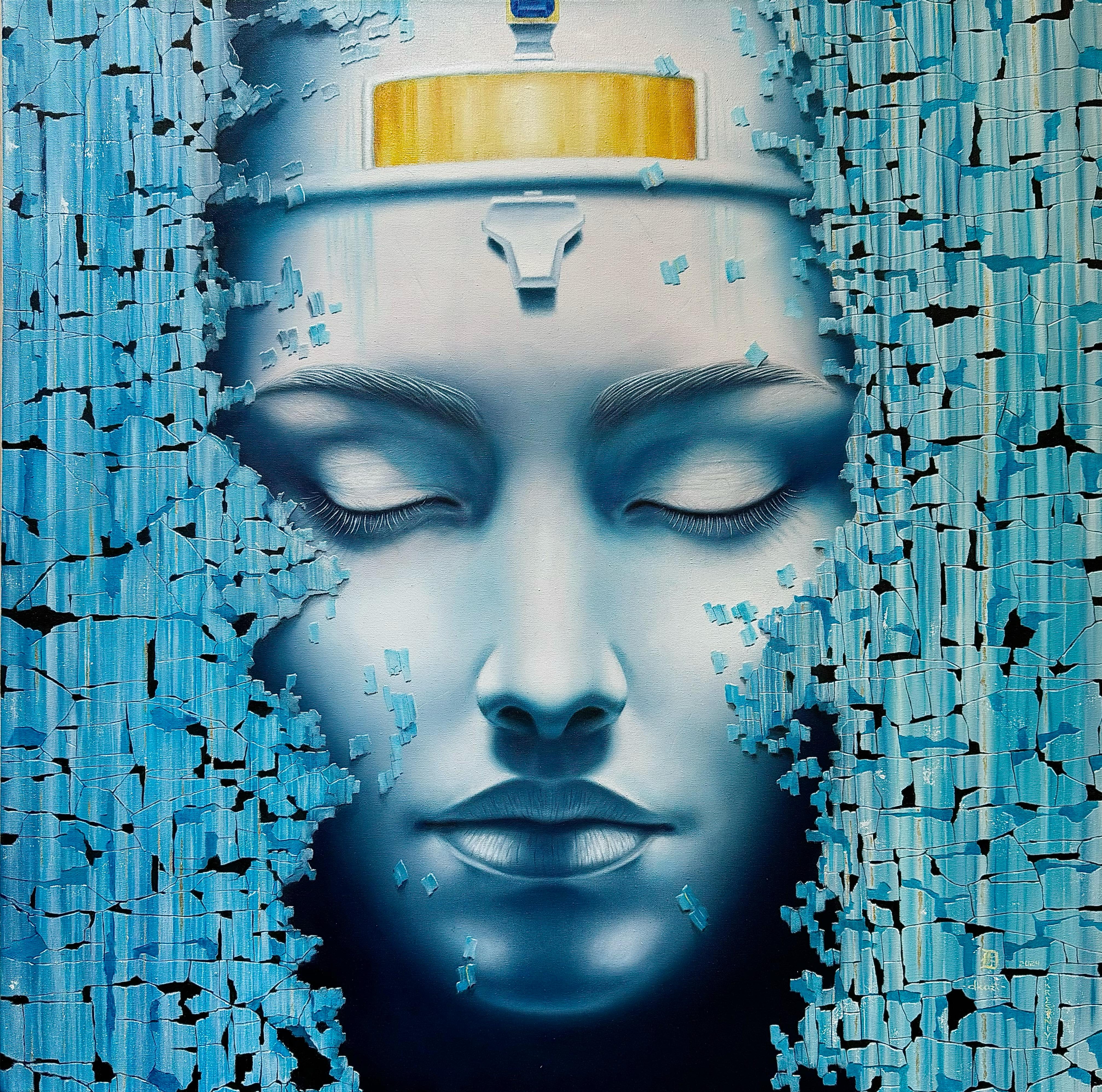 "Mistica n.1" Ritratto dipinto a olio 28" x 28" pollici di Dmitriy Krestniy