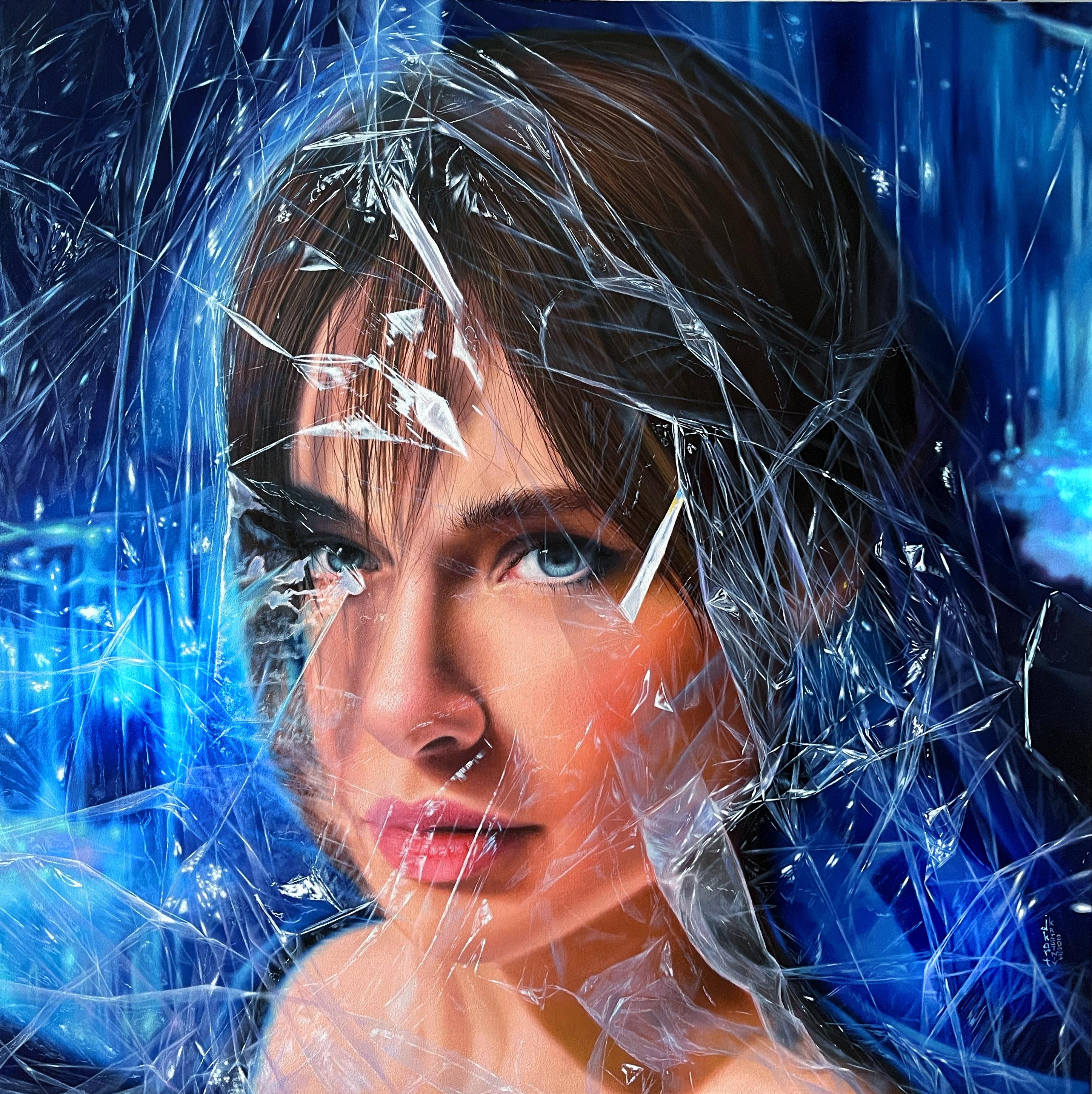 "Gioventù" Ritratto Figurativo ad olio 39" x 39" pollici di Dmitriy Krestniy