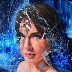 "Gioventù" Ritratto Figurativo ad olio 39" x 39" pollici di Dmitriy Krestniy