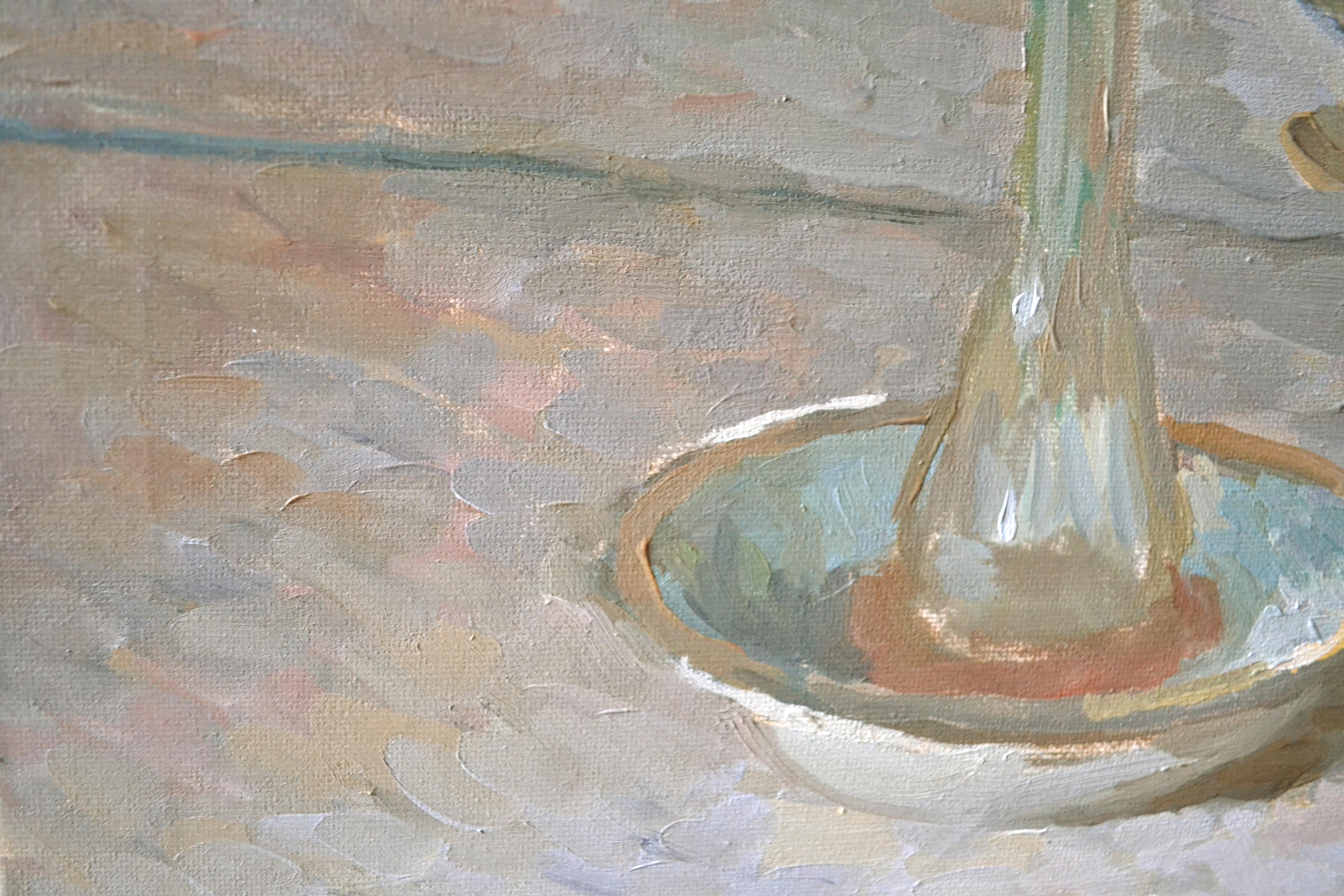 A bouquet of lilies of the valley and a mirror en vente 6