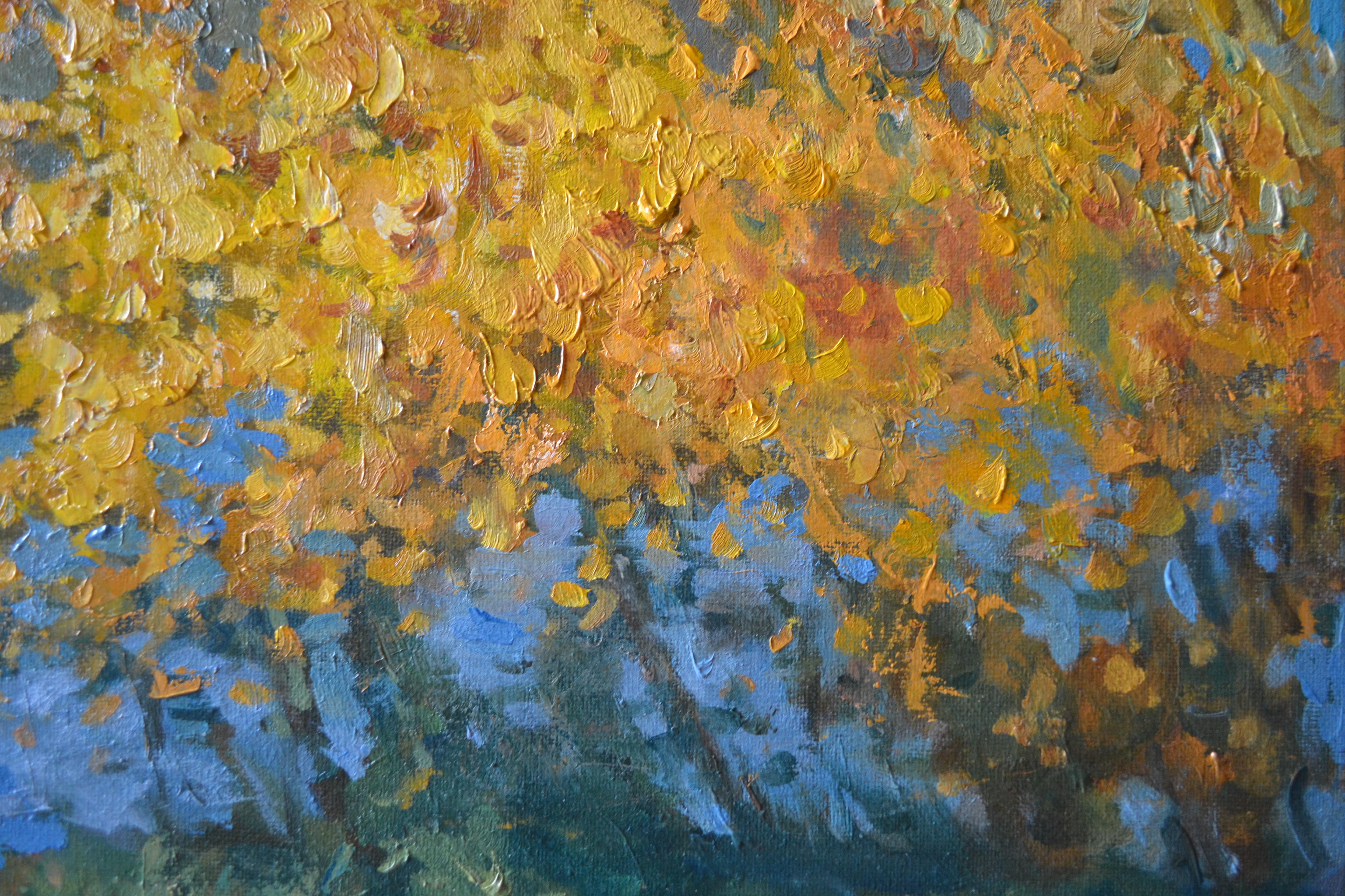 Herbstgold (Grau), Landscape Painting, von Dmitry Evtushenko