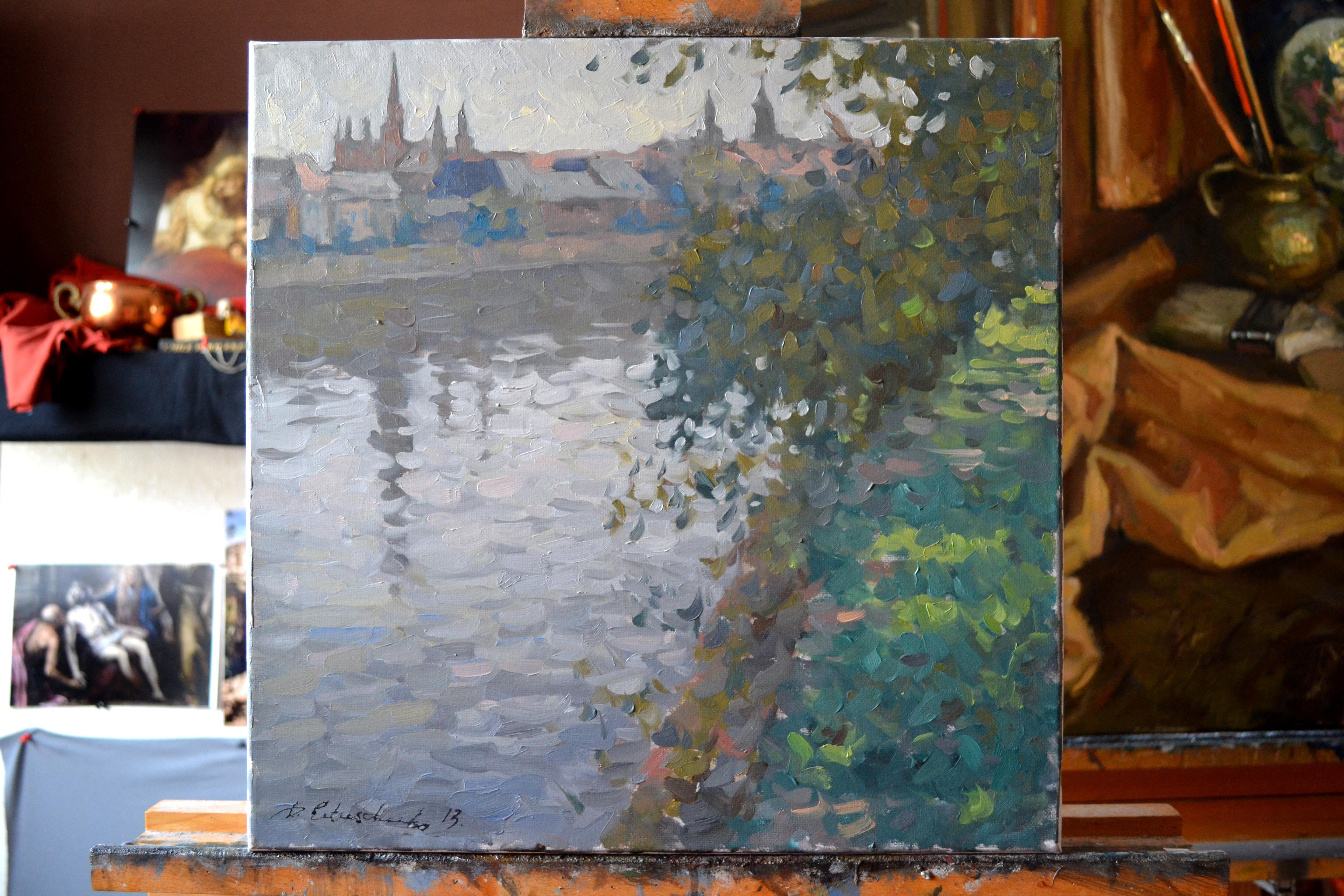 Ribera del Meno en verano - Painting de Dmitry Evtushenko