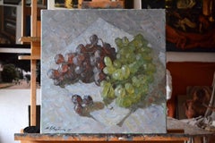 Bunches of grapes. Square still-life painting, impressionism
