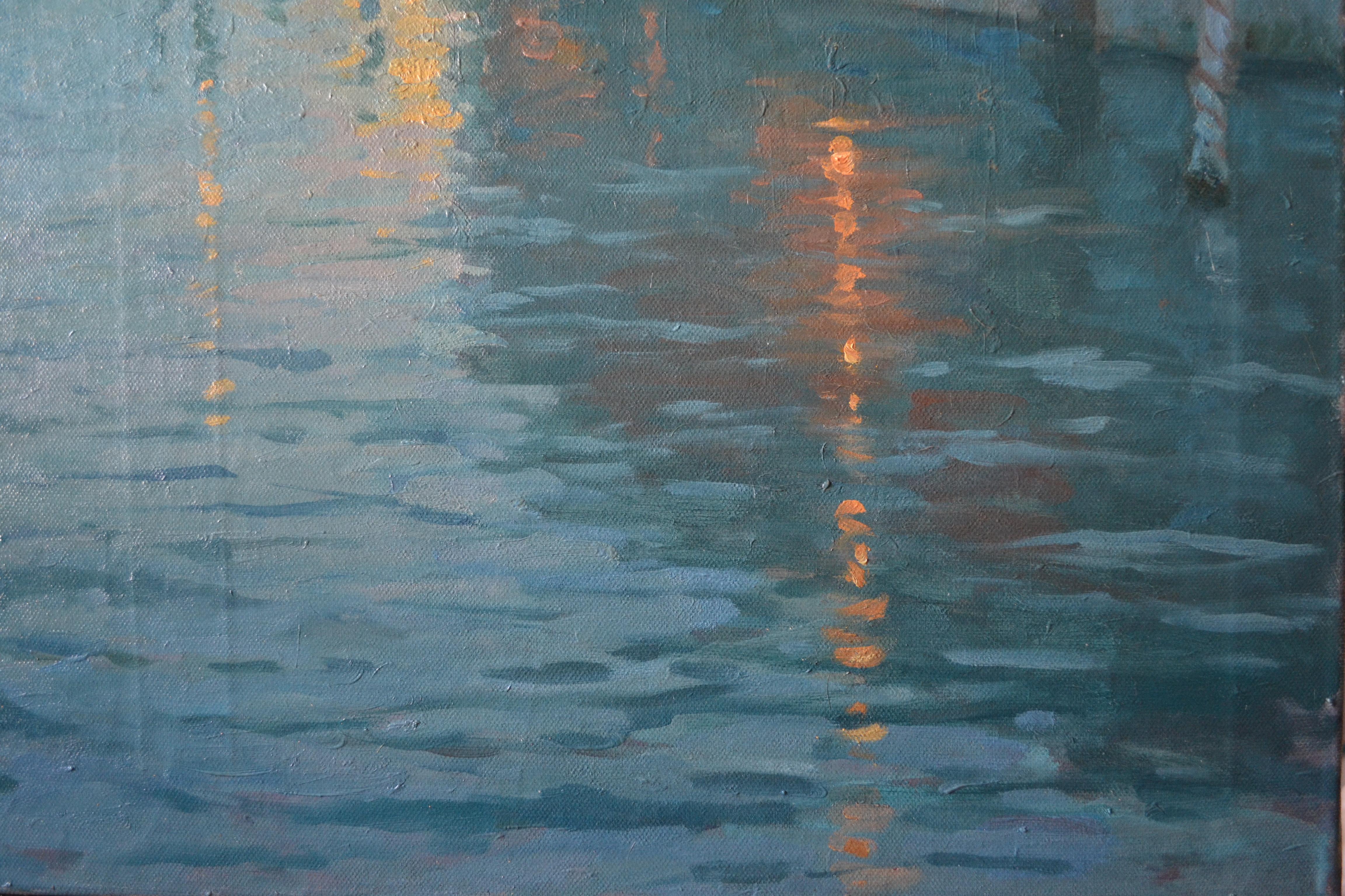 Frühmorgens auf dem Canal Grande in Venedig (Realismus), Painting, von Dmitry Evtushenko