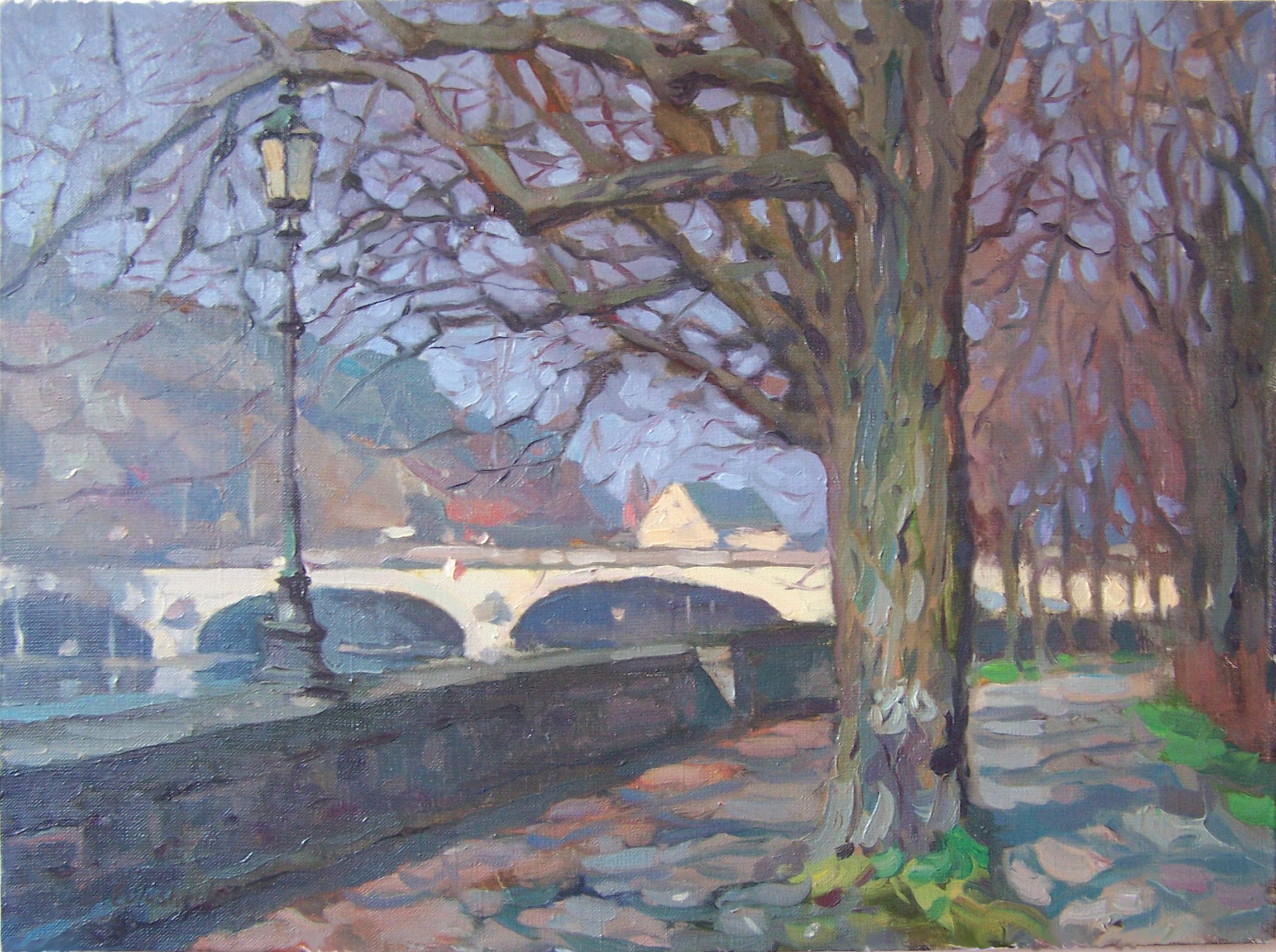 Landscape Painting de Dmitry Evtushenko - Principios de la primavera a orillas del Meno