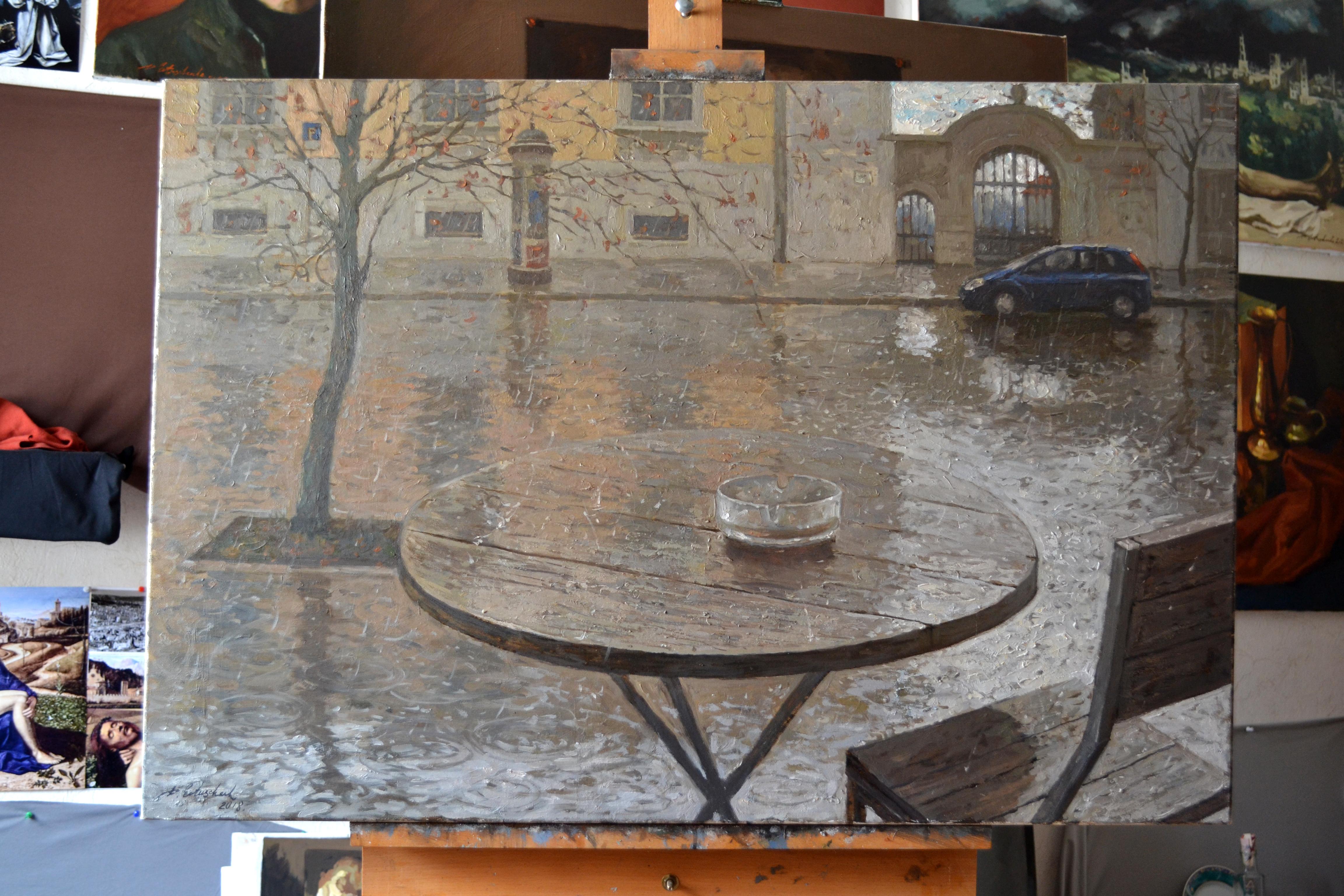 Europe. Rain - Painting by Dmitry Evtushenko