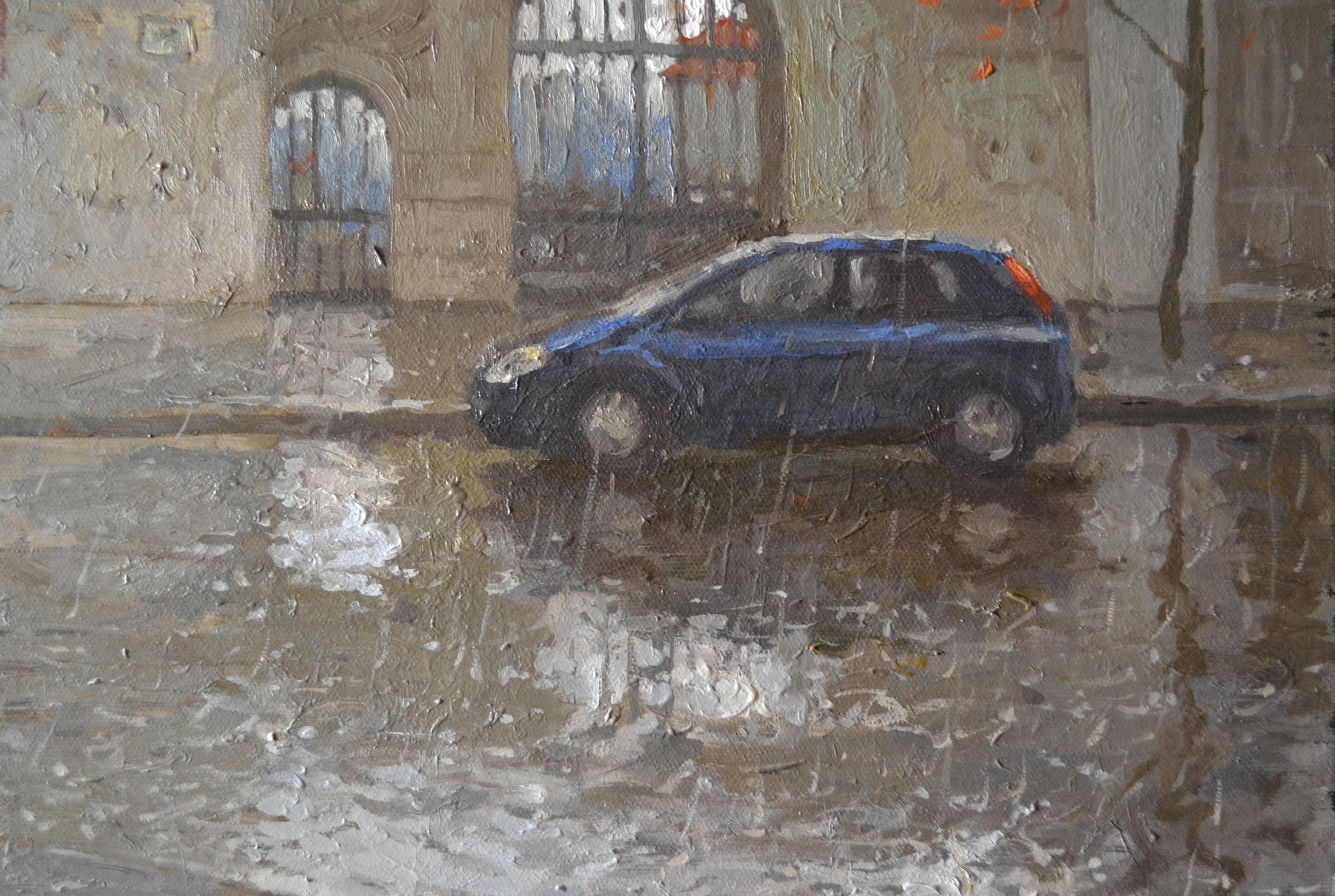 Europe. Rain - Gray Landscape Painting by Dmitry Evtushenko