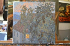 Evening mood. Square landscape painting, summer, impressionism