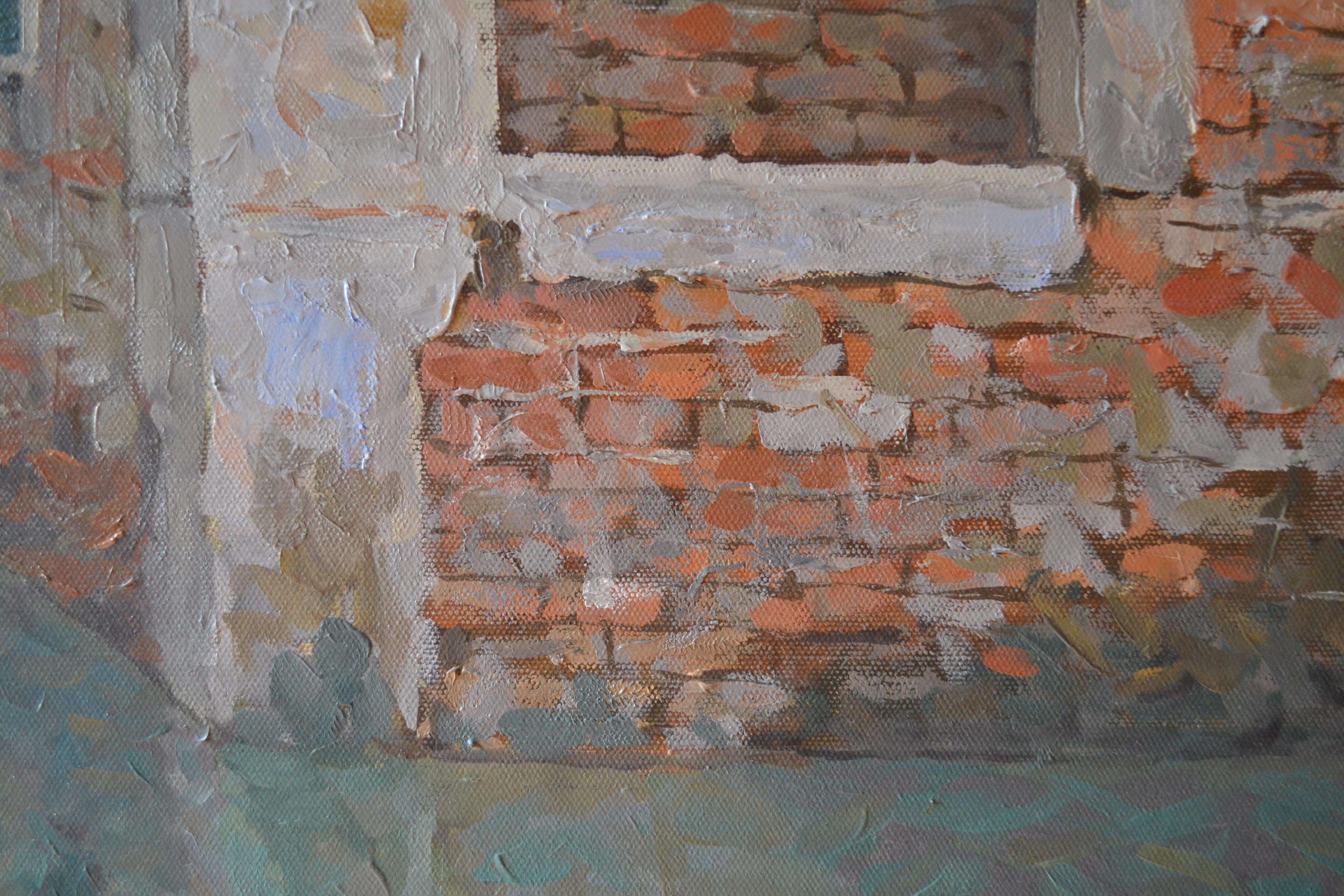 Flood in Venice - Gray Landscape Painting by Dmitry Evtushenko