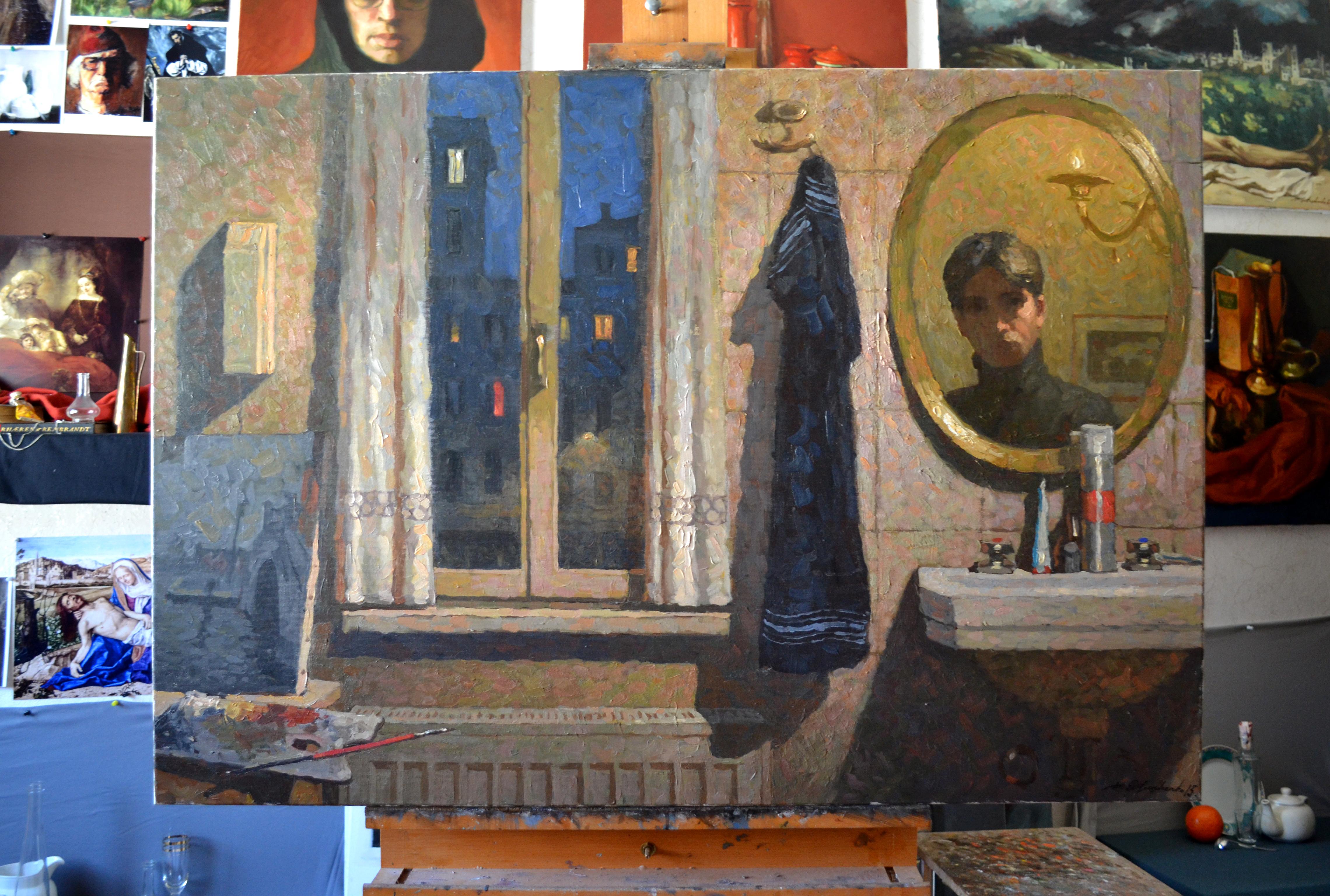 In einem Hotelzimmer. Venedig – Painting von Dmitry Evtushenko