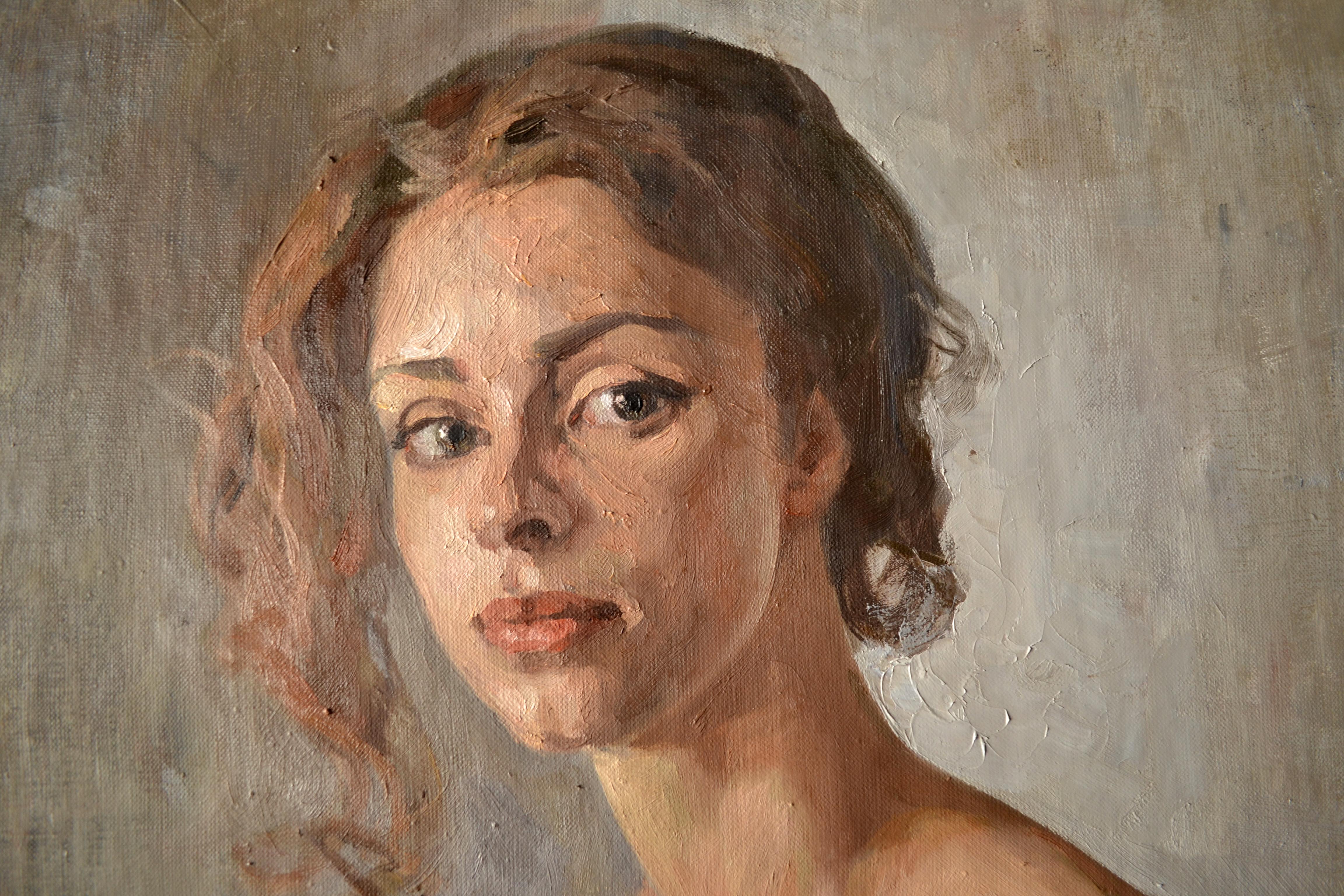 Natalie (Grau), Portrait Painting, von Dmitry Evtushenko