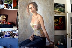 Natalie. Akt, Ölgemälde, Frau, vertikal, Realismus