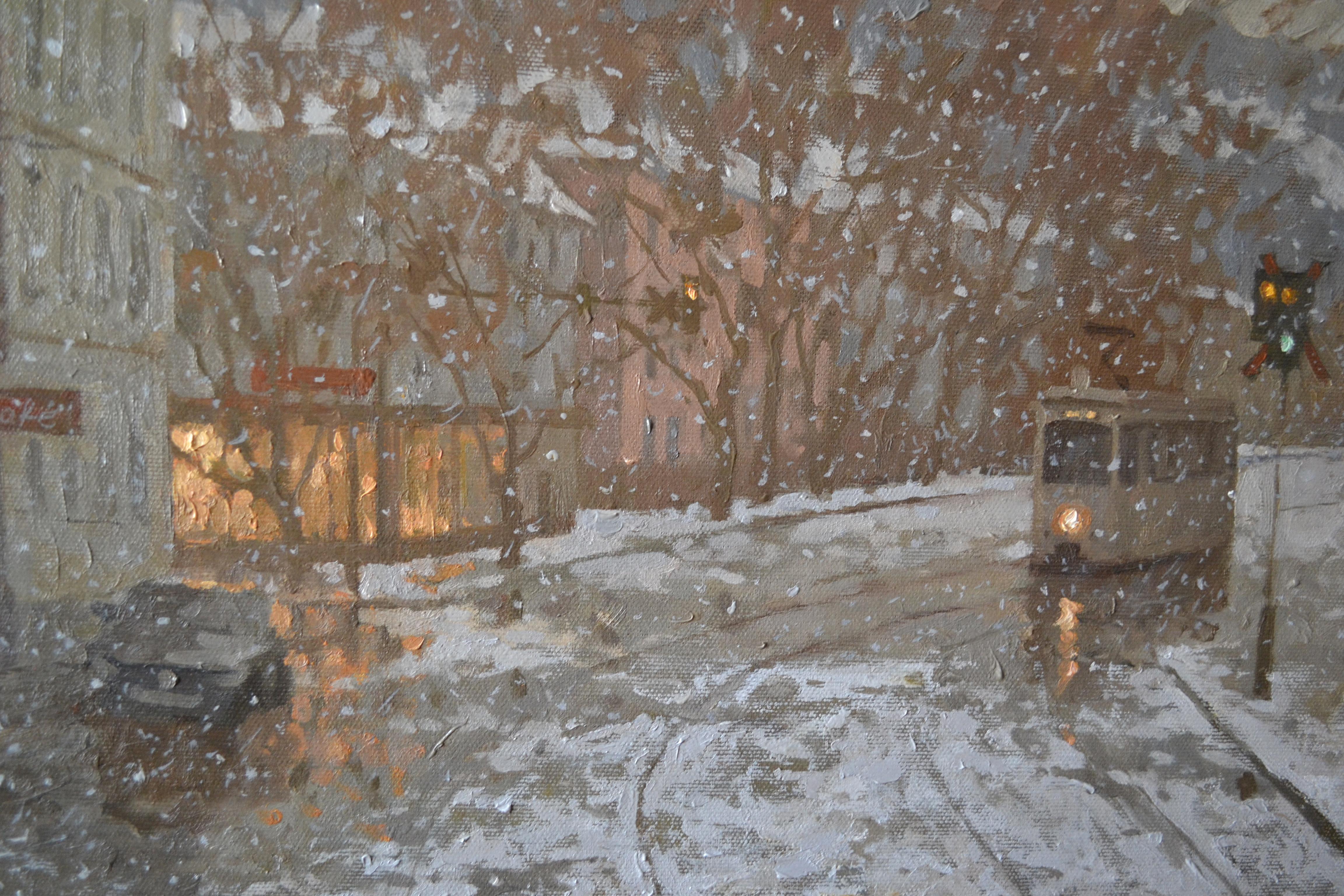Silvester in einer bayerischen Provinzstadt (Realismus), Painting, von Dmitry Evtushenko