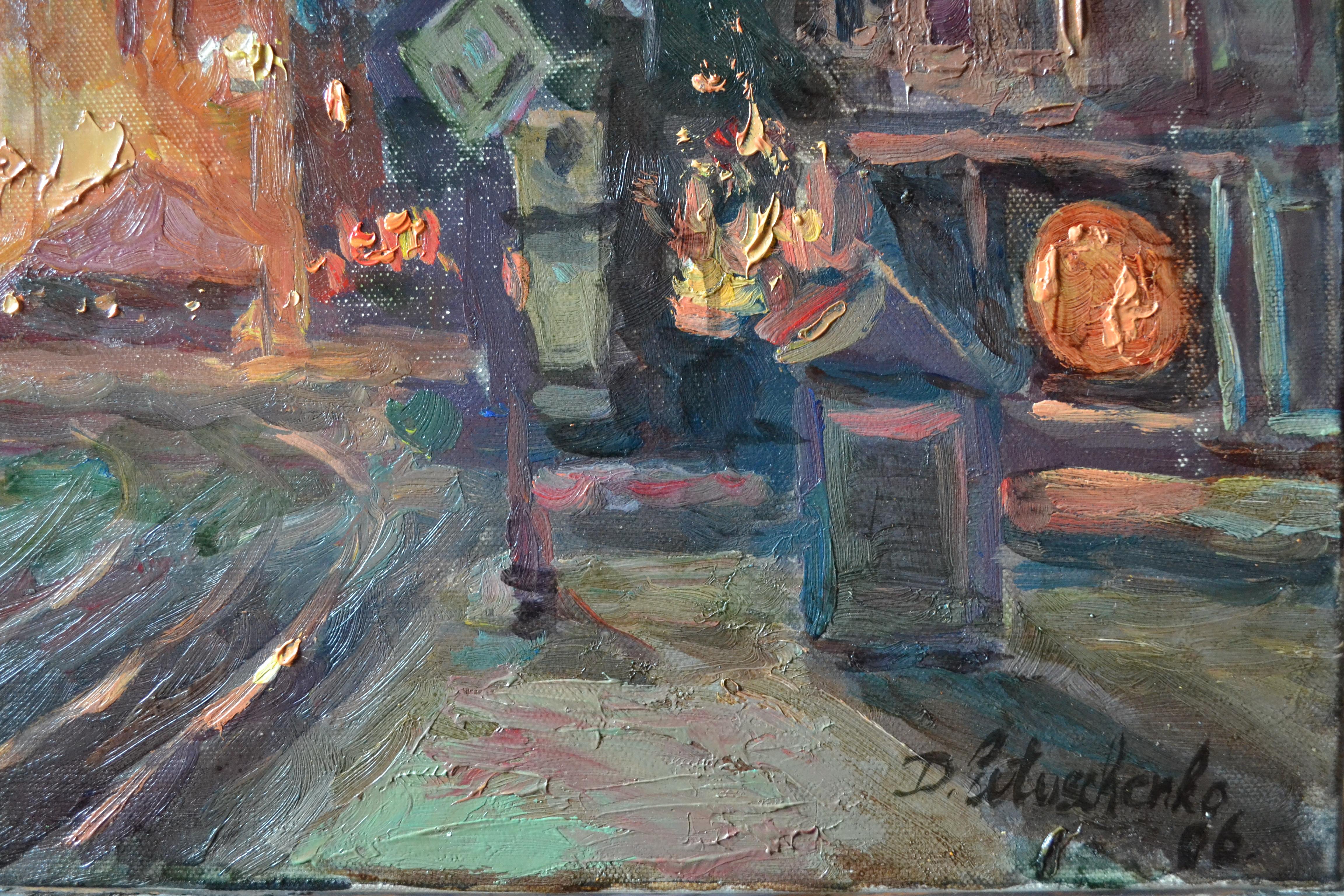 Night in a Bavarian town - Realist Painting by Dmitry Evtushenko