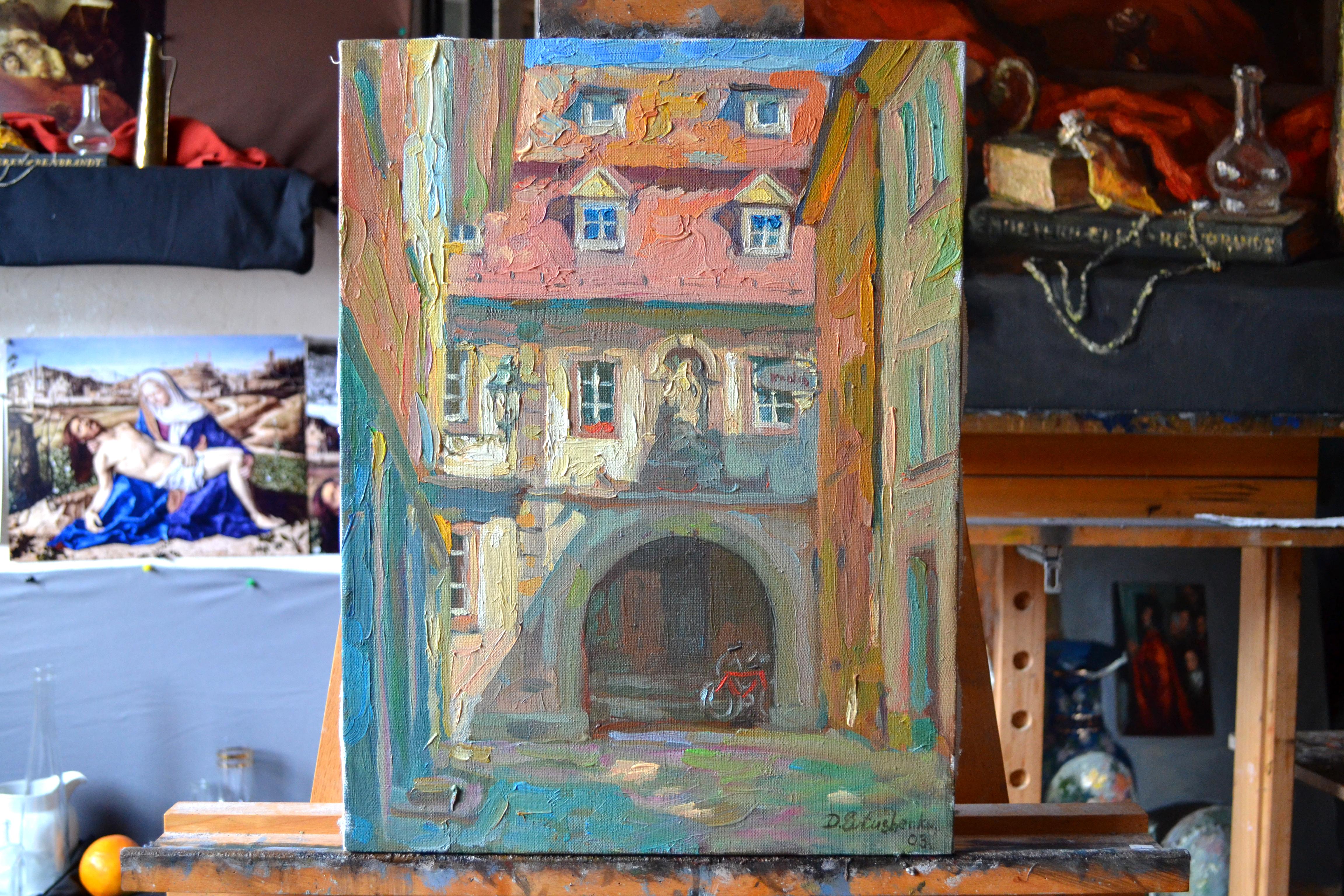 Old town on a sunny day - Painting by Dmitry Evtushenko