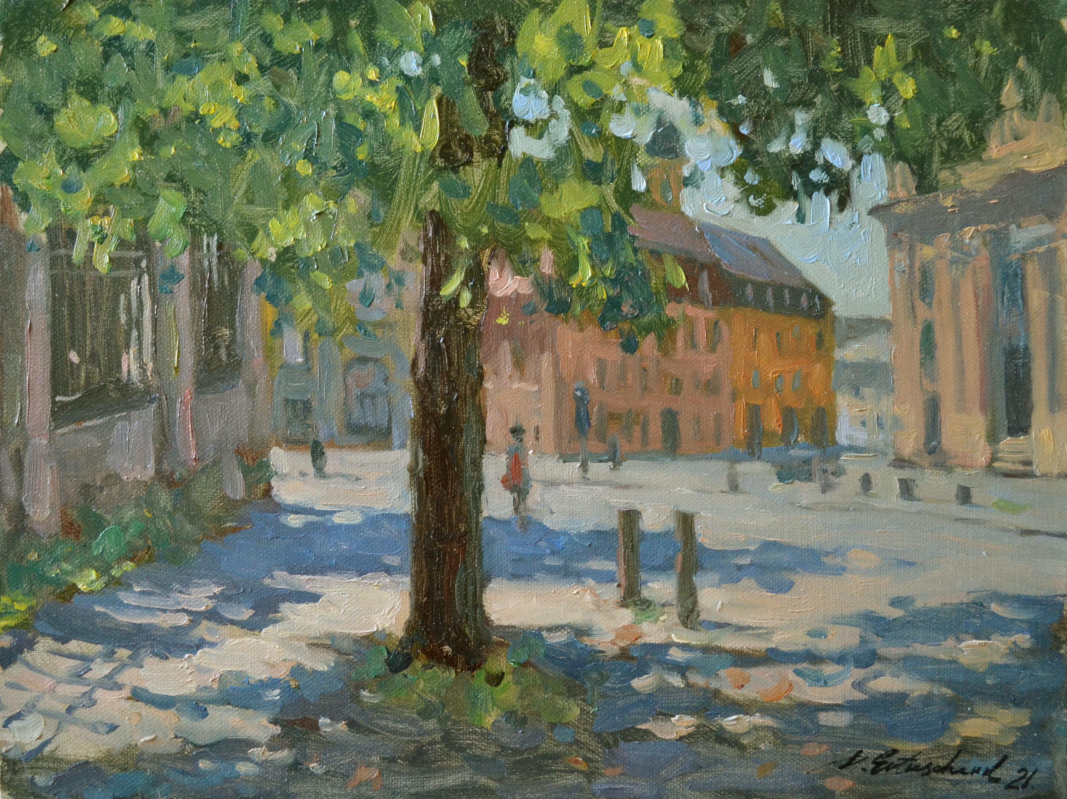 Dmitry Evtushenko Landscape Painting - Old town on a sunny day