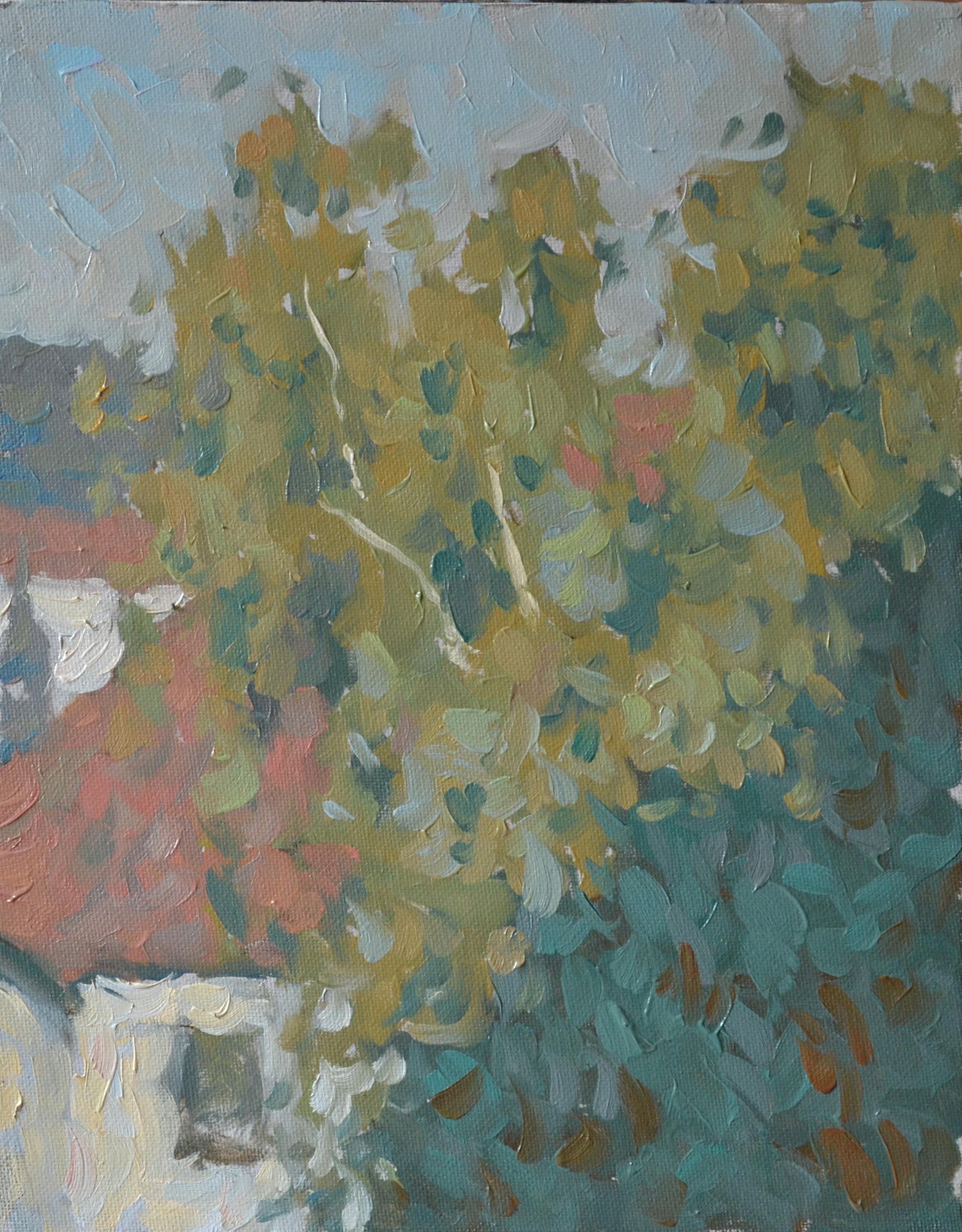 Dmitry Evtushenko Landscape Painting - On a summer morning in our yard