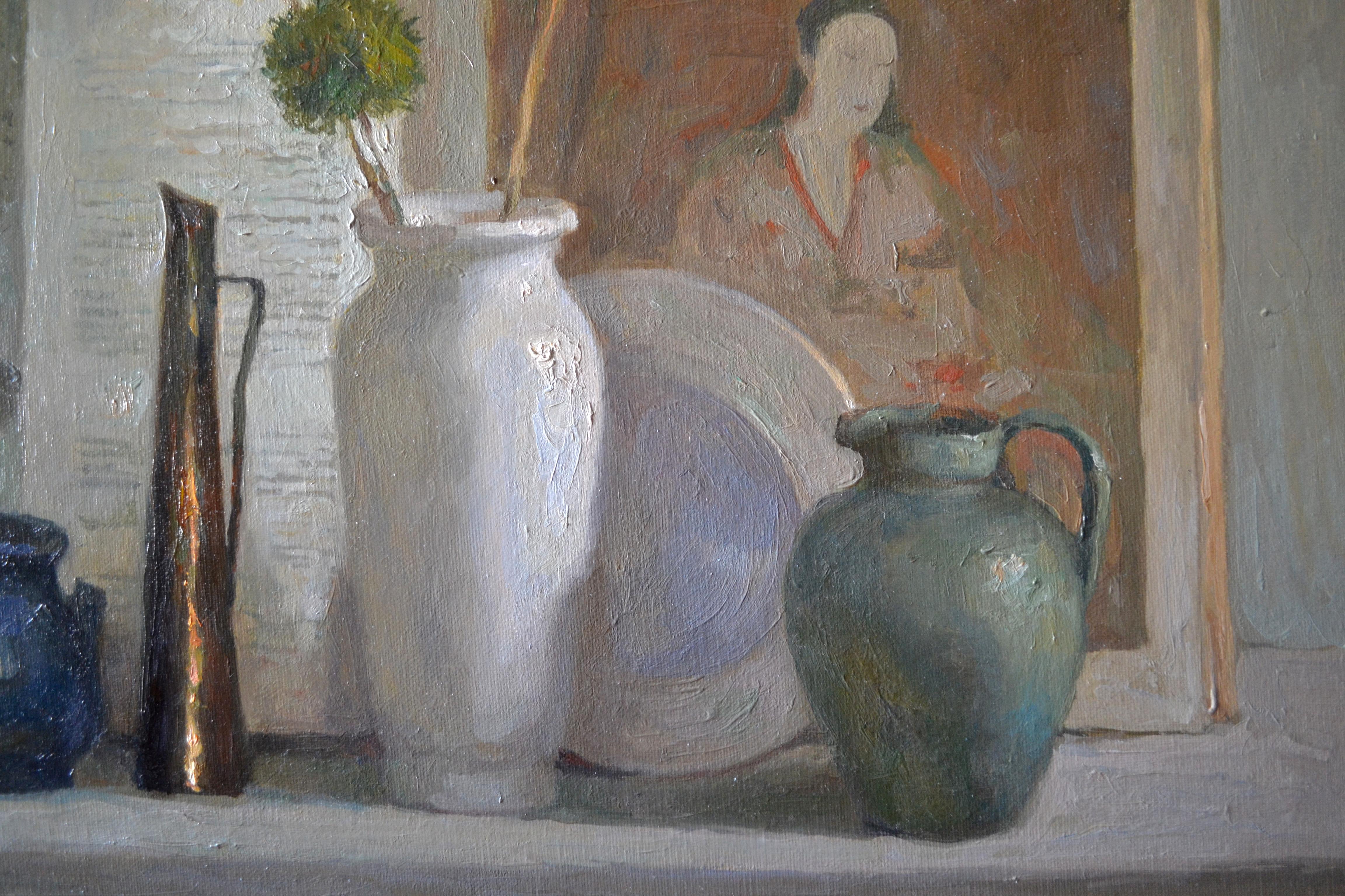 Still Life with an Album of Japanese Prints - Realist Painting by Dmitry Evtushenko