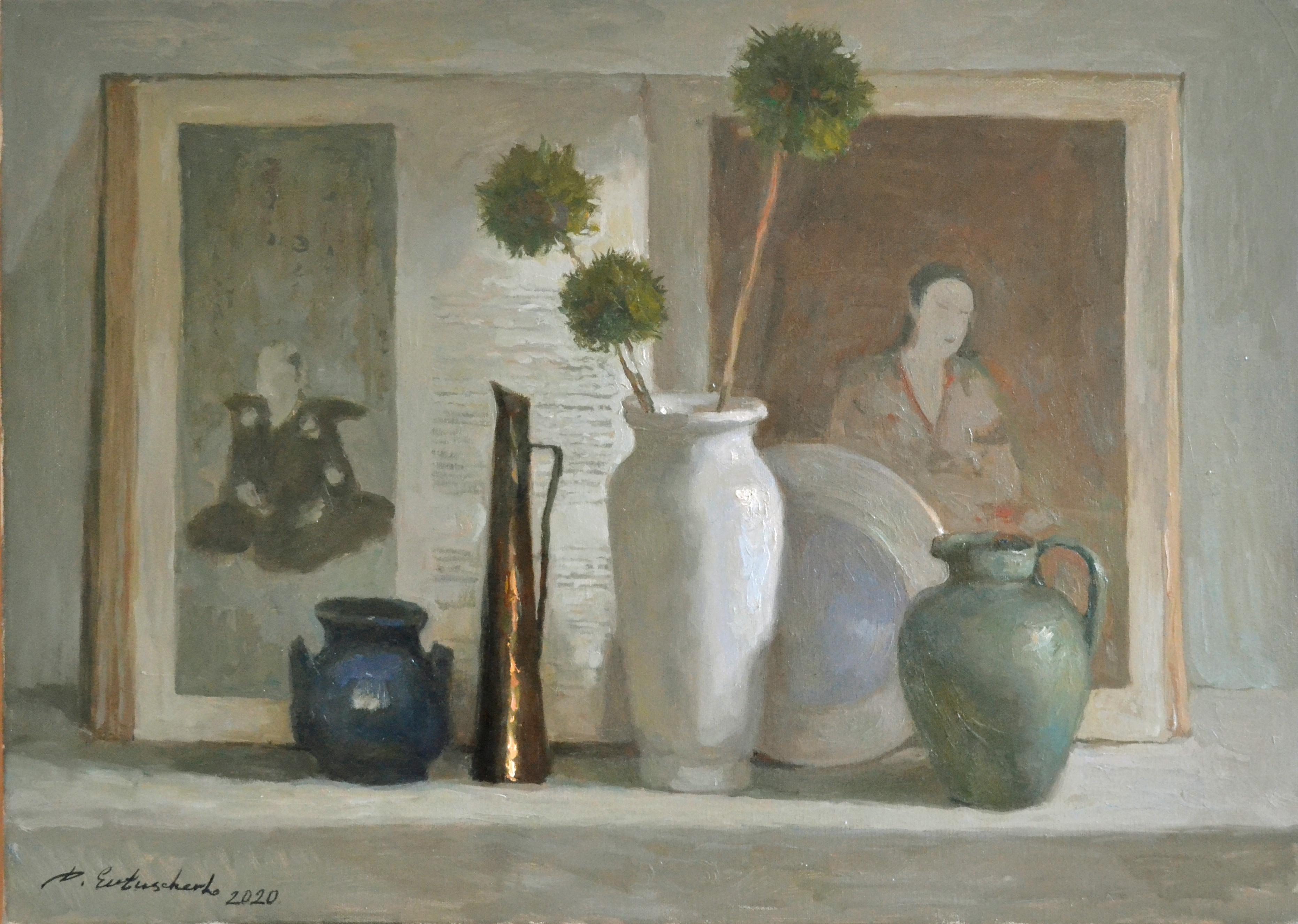 Dmitry Evtushenko Still-Life Painting - Still Life with an Album of Japanese Prints