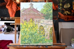 The gates of the old fortress on a sunny day. Landscape painting, impressionism