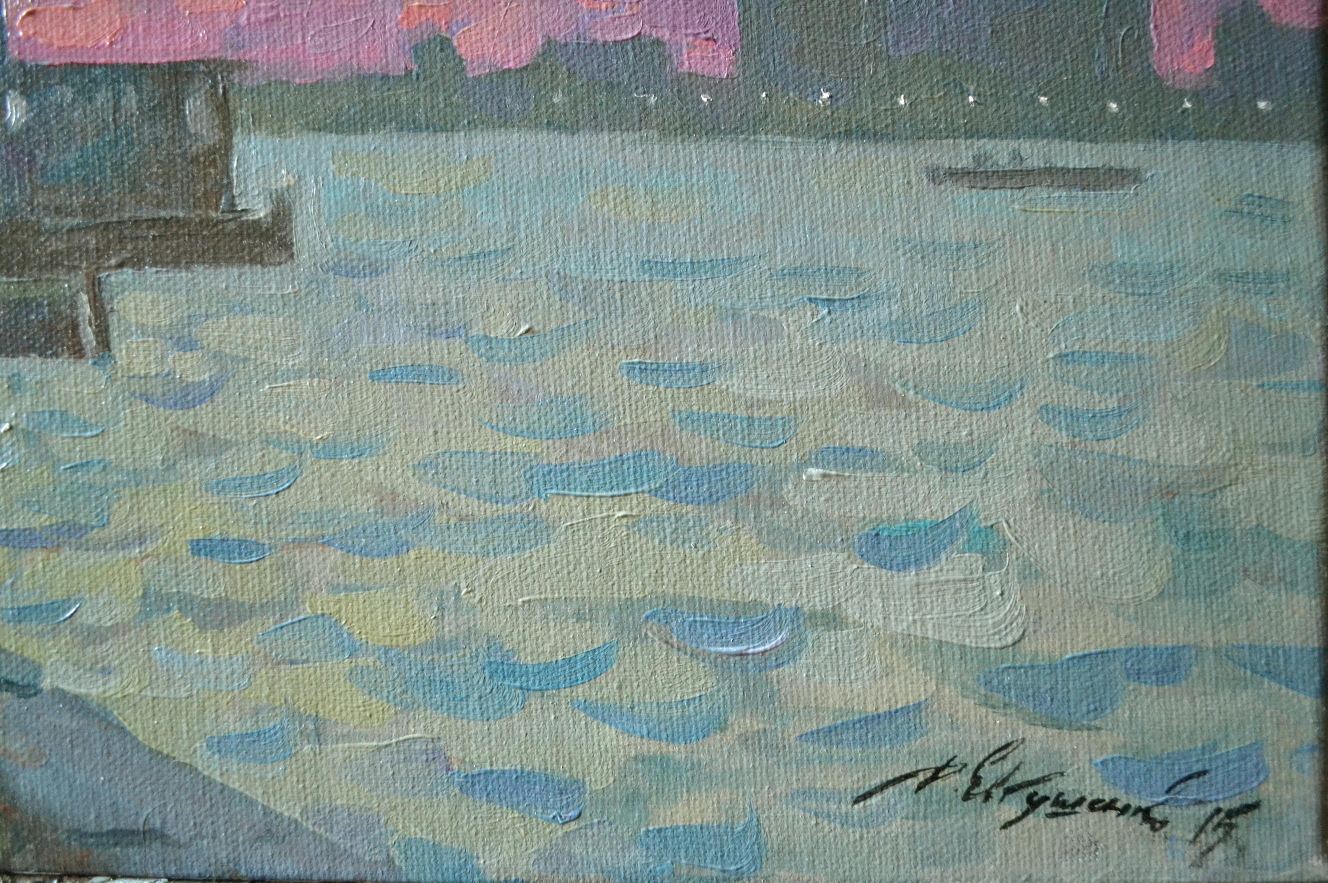 Die Uferpromenade von Venedig in der Morgendämmerung (Realismus), Painting, von Dmitry Evtushenko