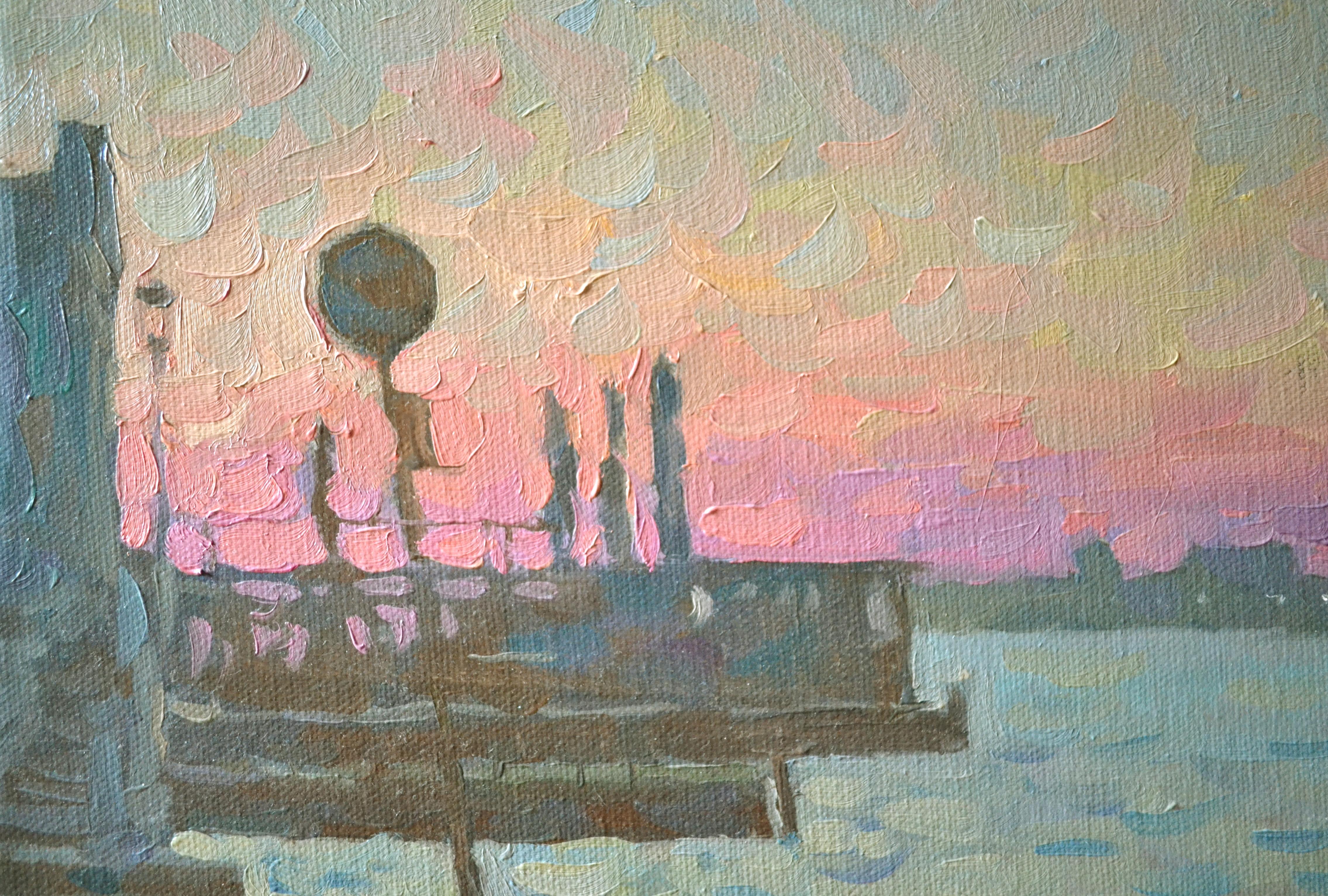 Die Uferpromenade von Venedig in der Morgendämmerung im Angebot 1