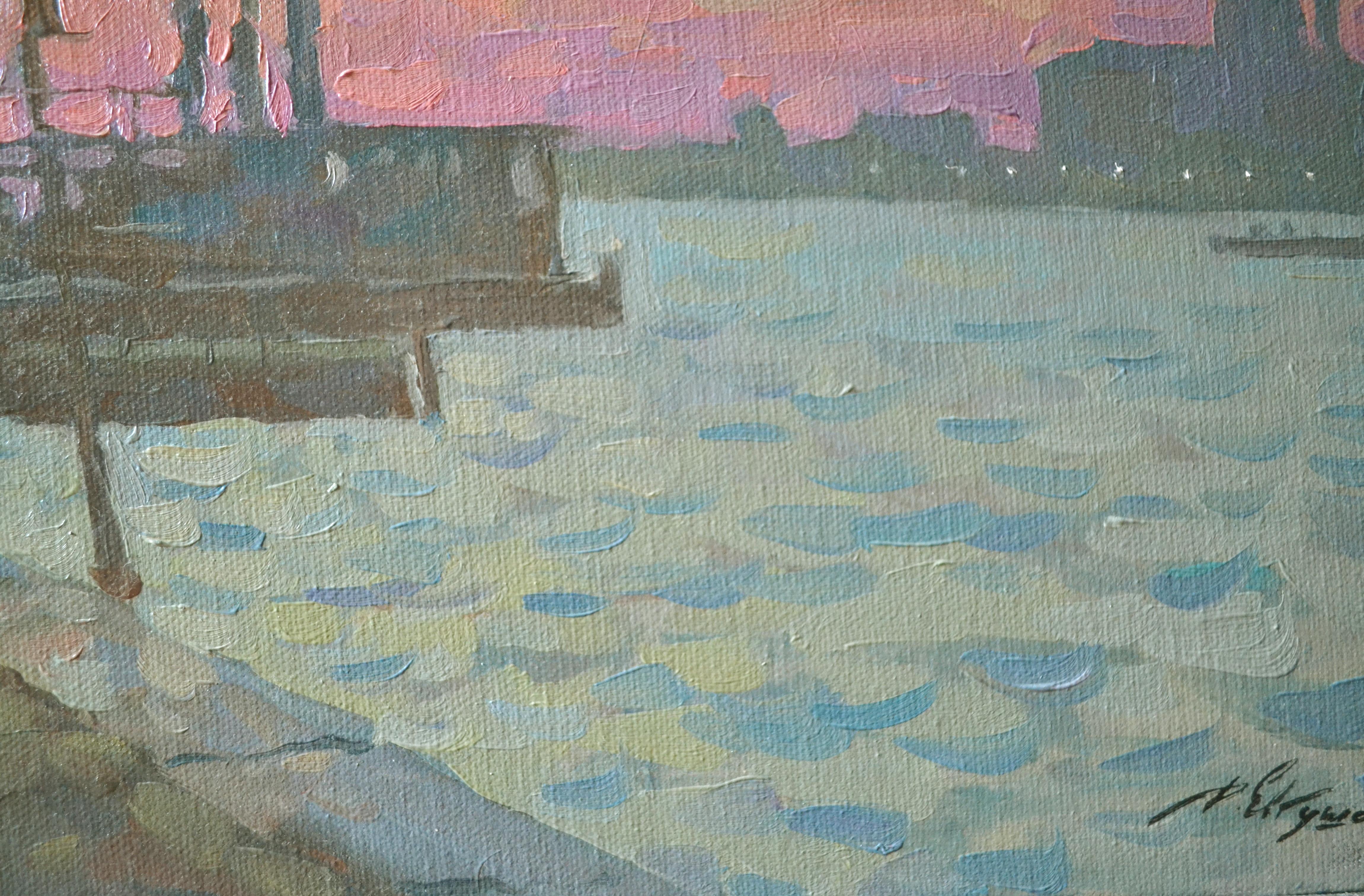 Die Uferpromenade von Venedig in der Morgendämmerung im Angebot 3