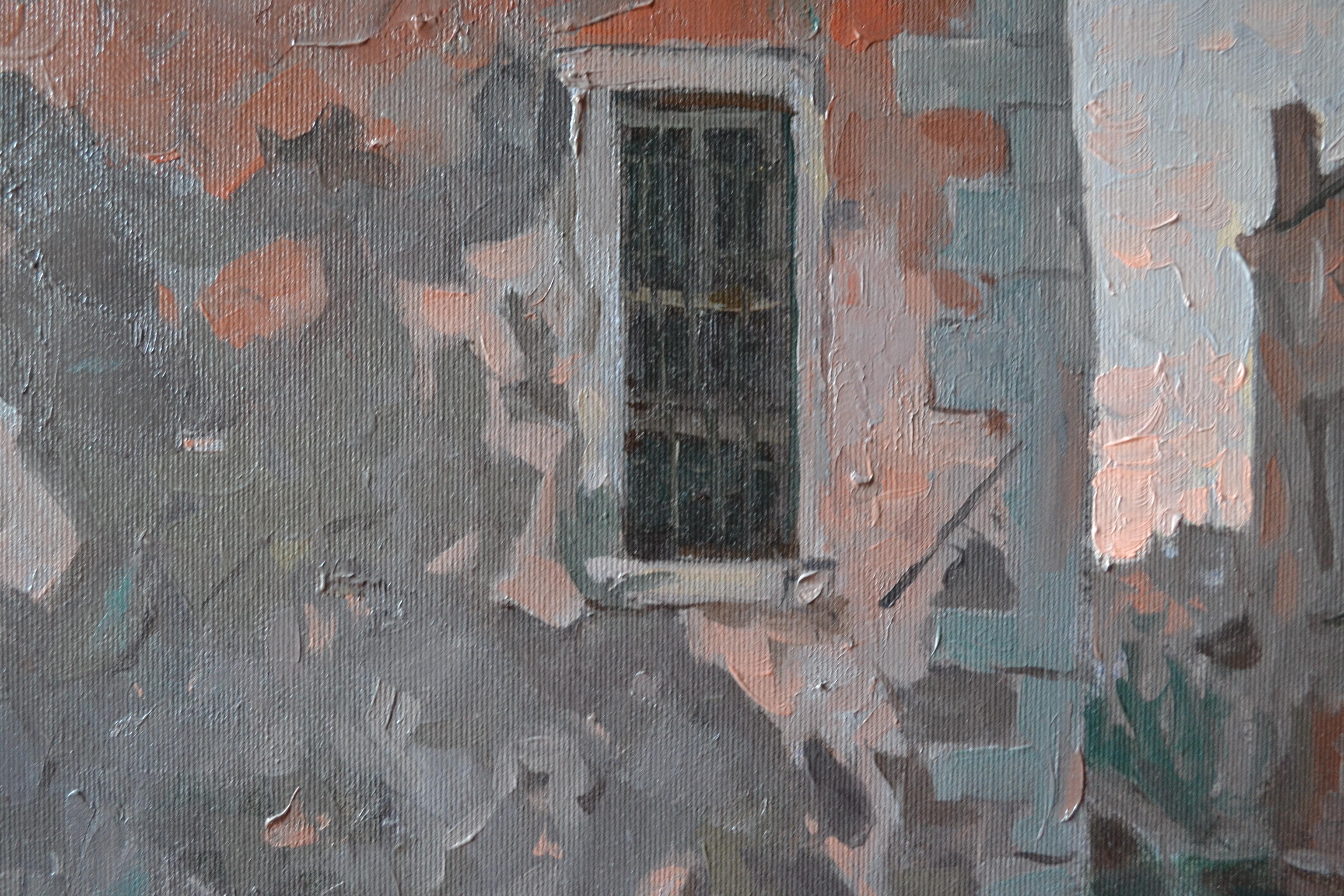 The painting depicts a corner of Venice in the Cannaregio district. The day is fading, the houses standing in the water of the canals are immersed in twilight. The sky closer to the horizon is painted in sunset shades. They are also reflected in the