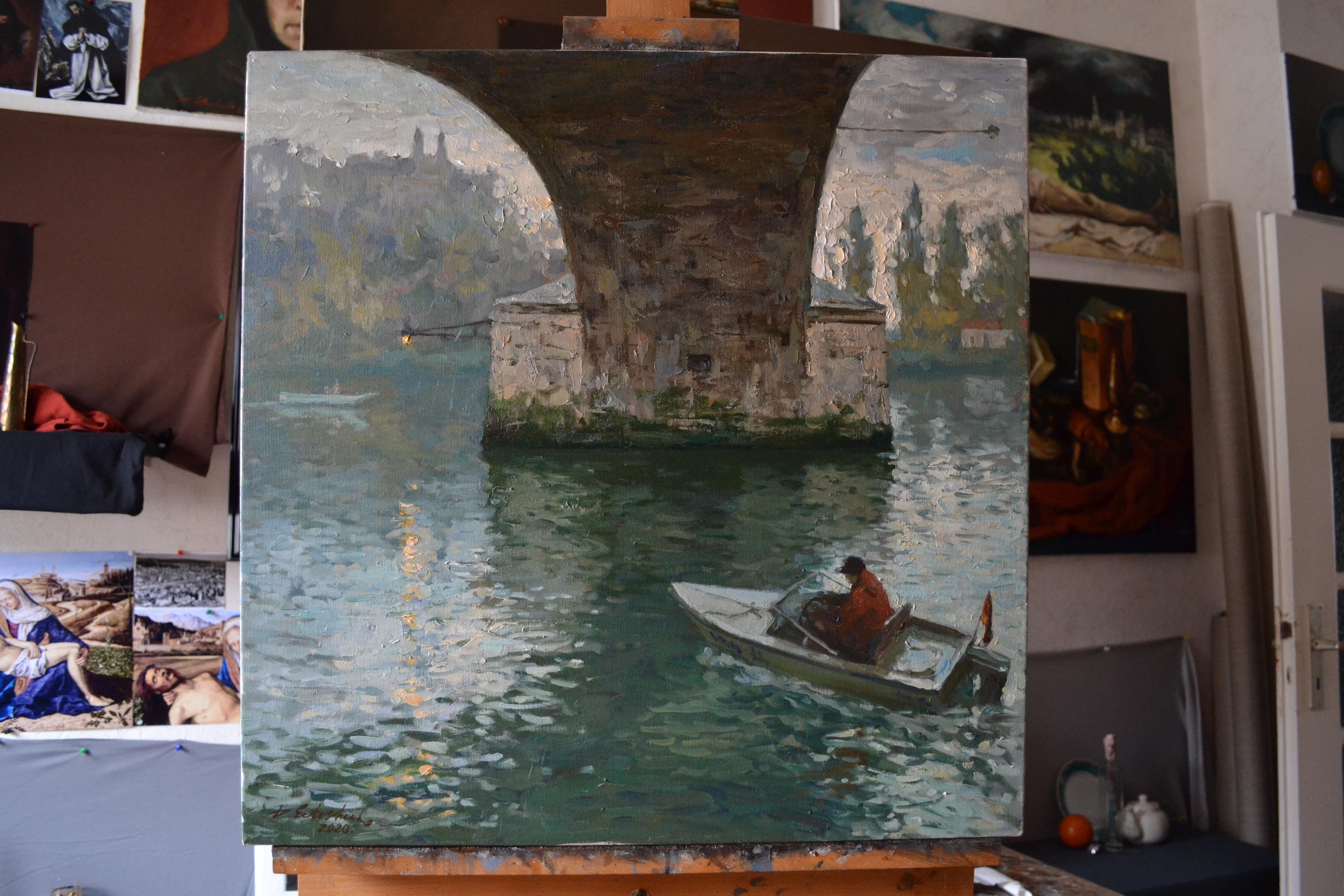 Under the old bridge - Painting by Dmitry Evtushenko