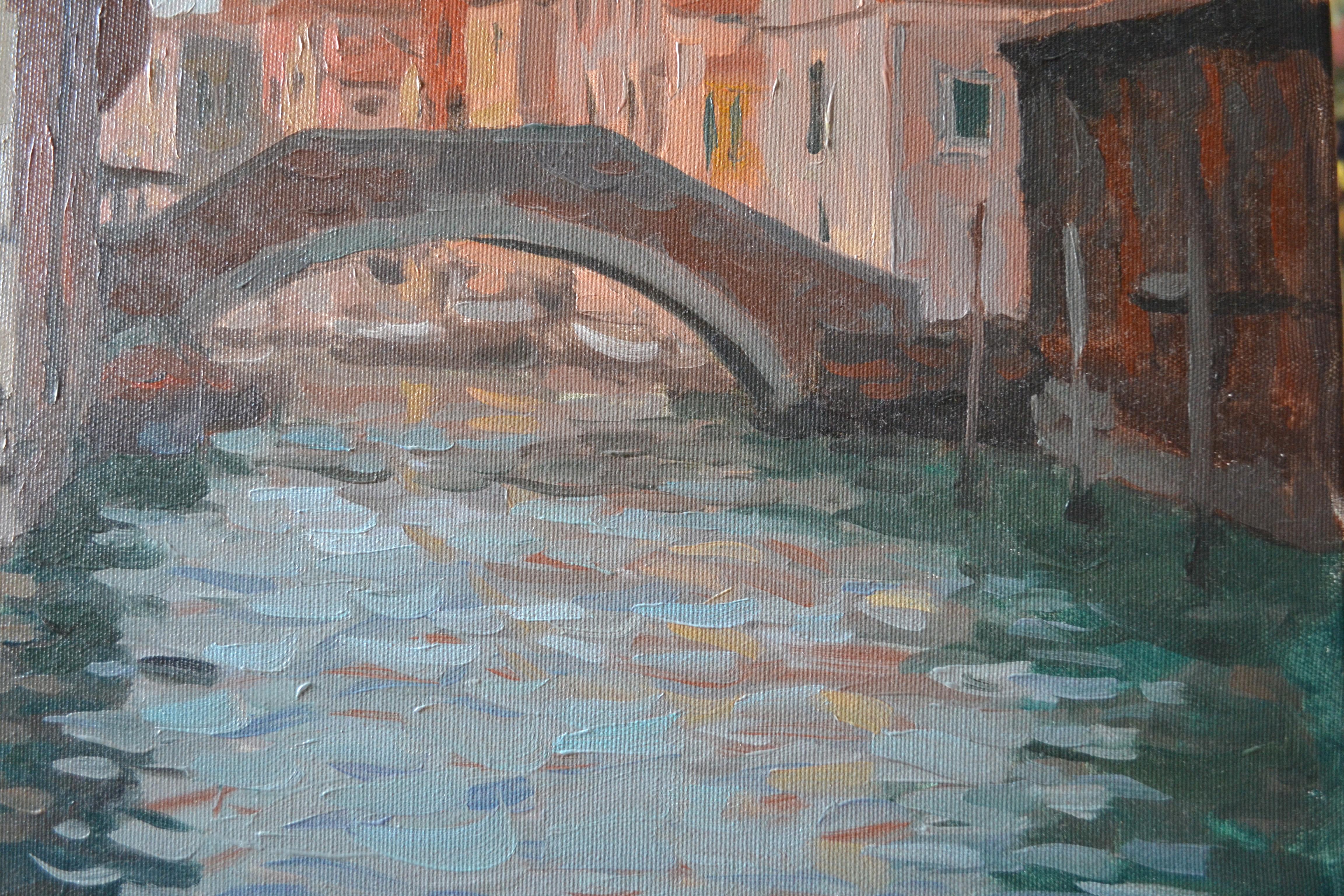 Venice on a clear day - Gray Landscape Painting by Dmitry Evtushenko