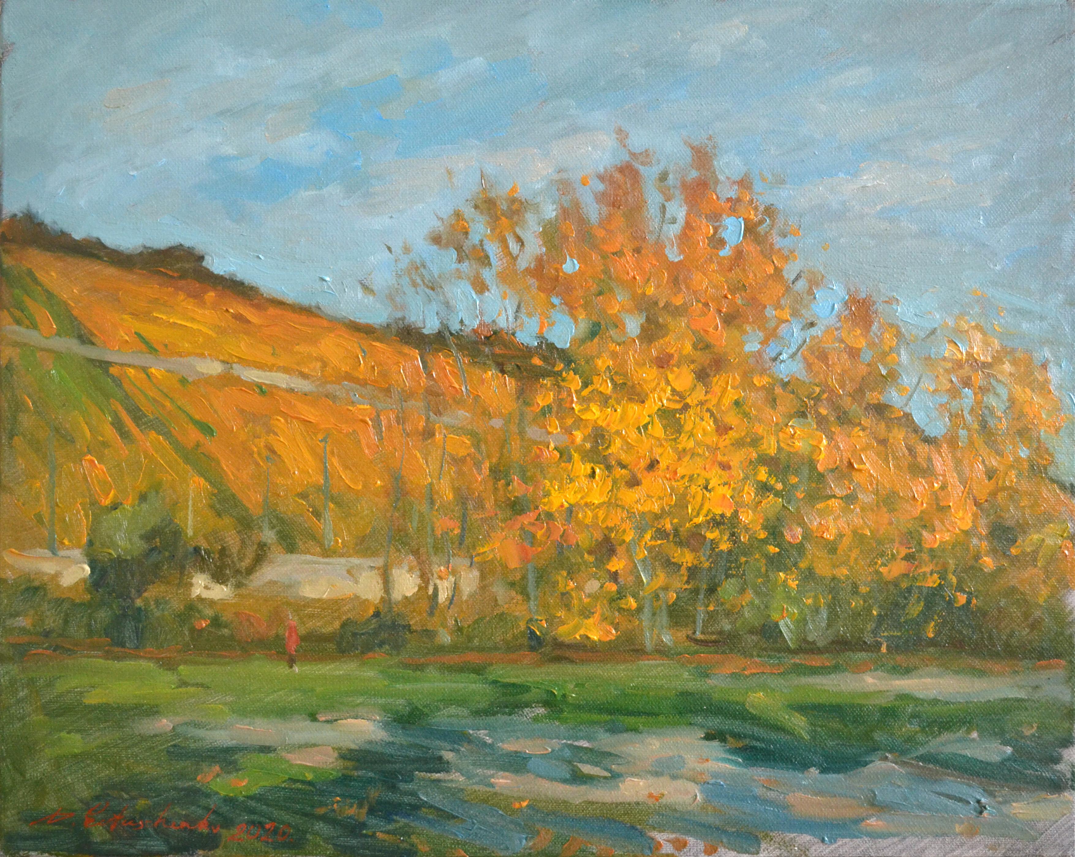 Dmitry Evtushenko Landscape Painting - Vineyards in autumn