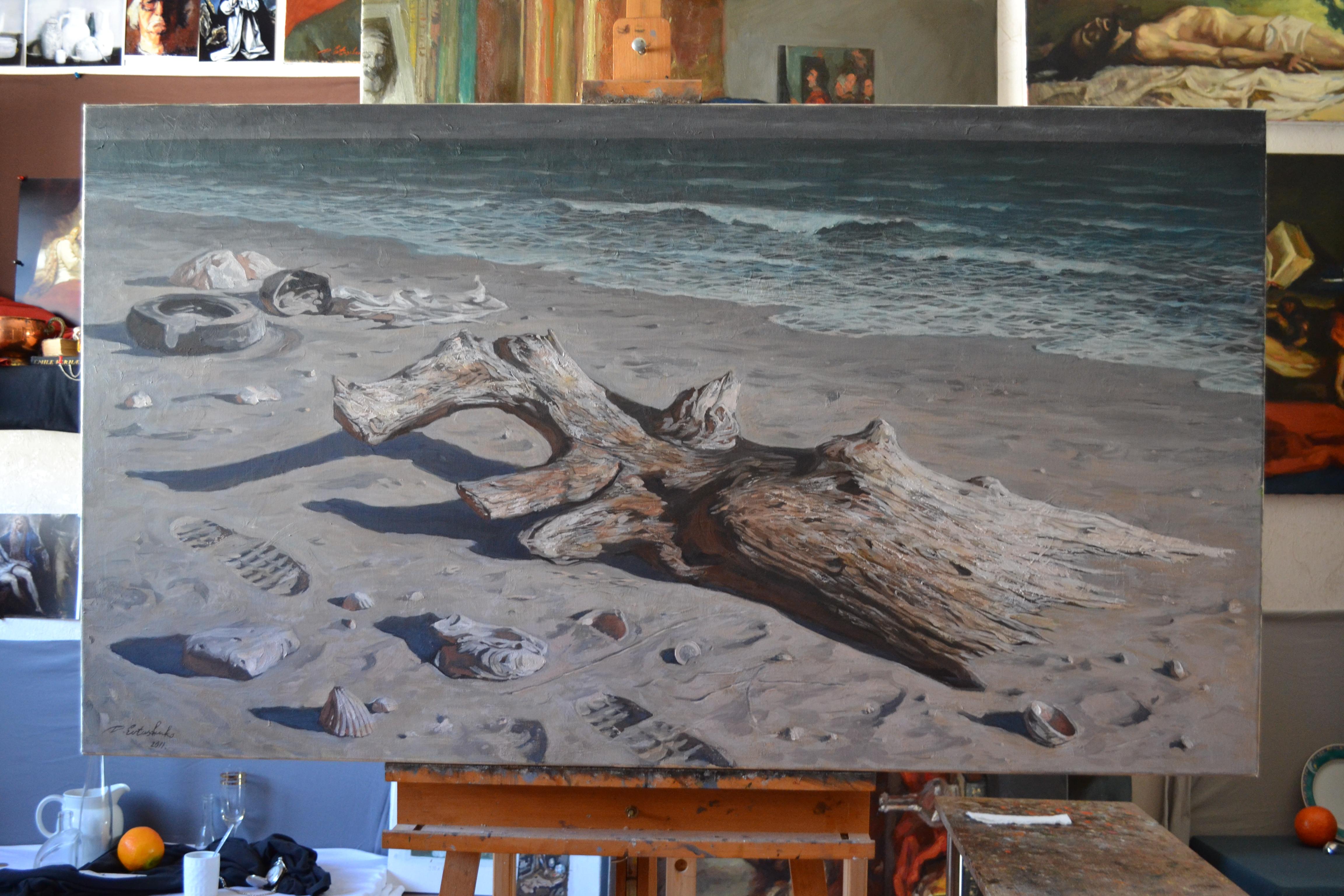 Winter Beach. Lido - Painting by Dmitry Evtushenko