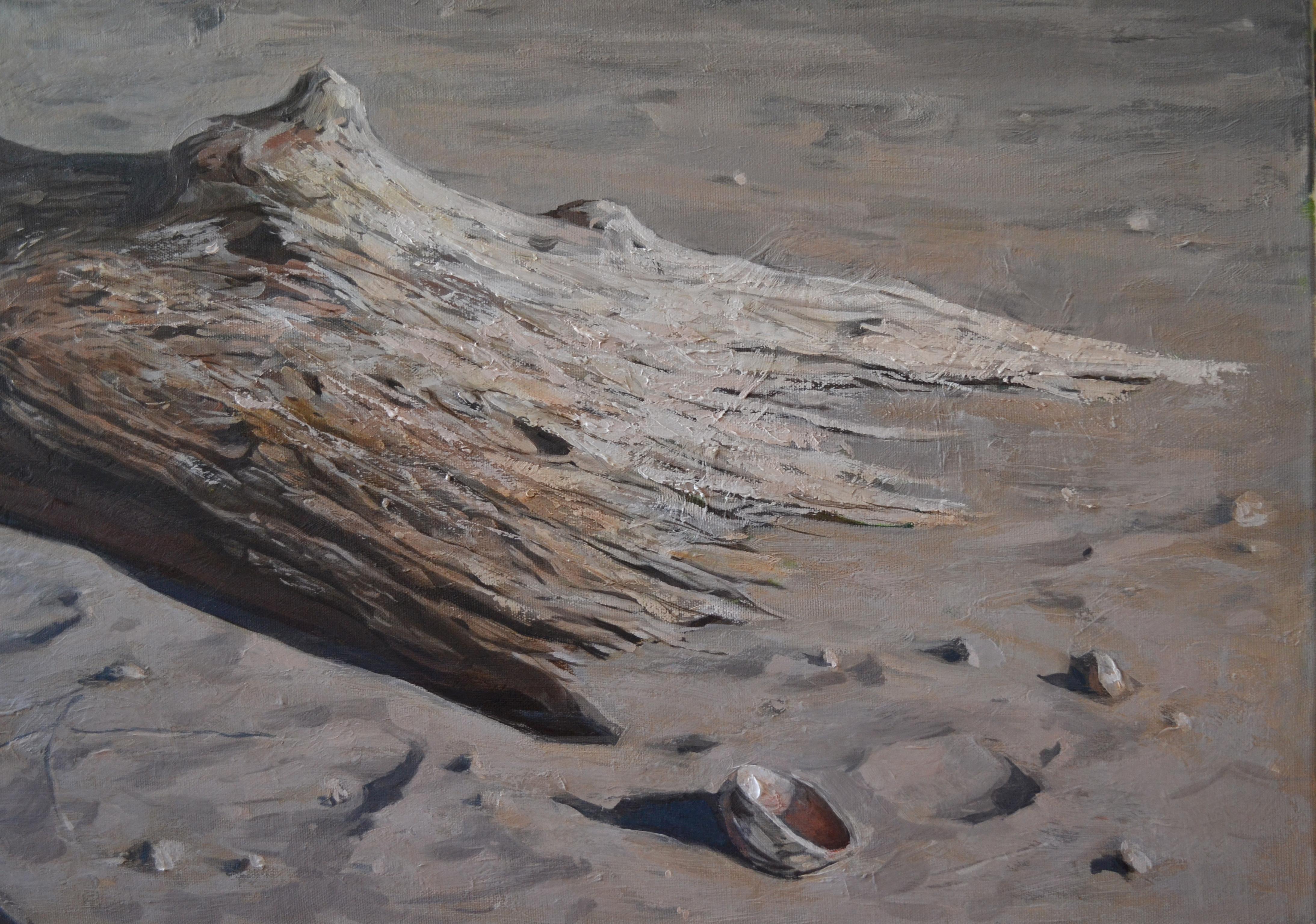 Winter Beach. Lido - Realist Painting by Dmitry Evtushenko