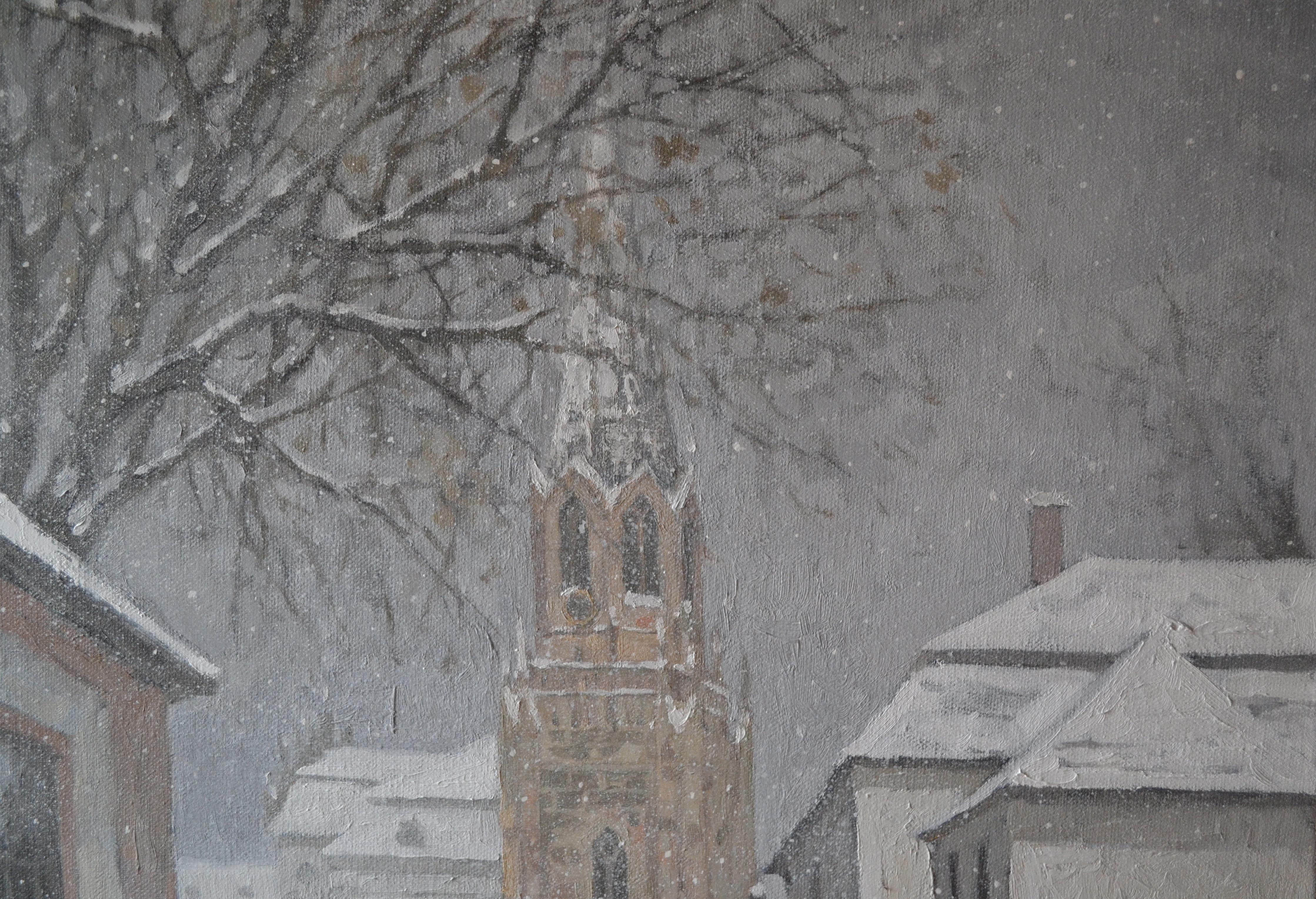 L'inverno ad Aschaffenburg - Landscape Painting Grigio di Dmitry Evtushenko