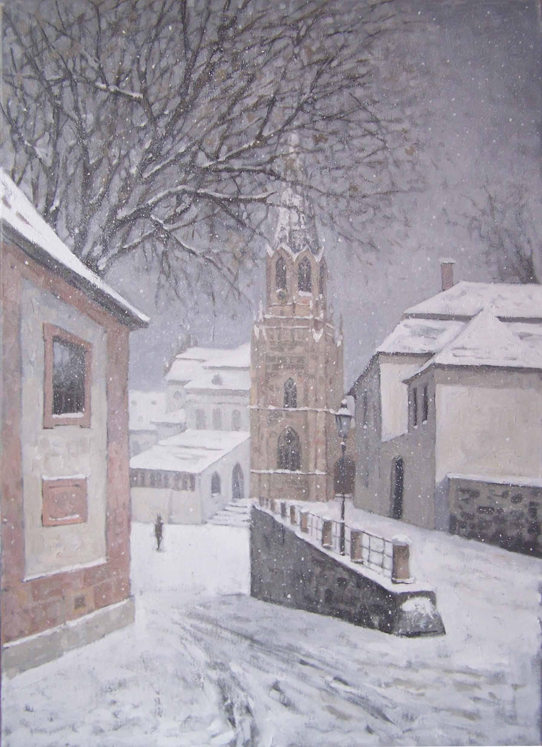 Landscape Painting di Dmitry Evtushenko - L'inverno ad Aschaffenburg