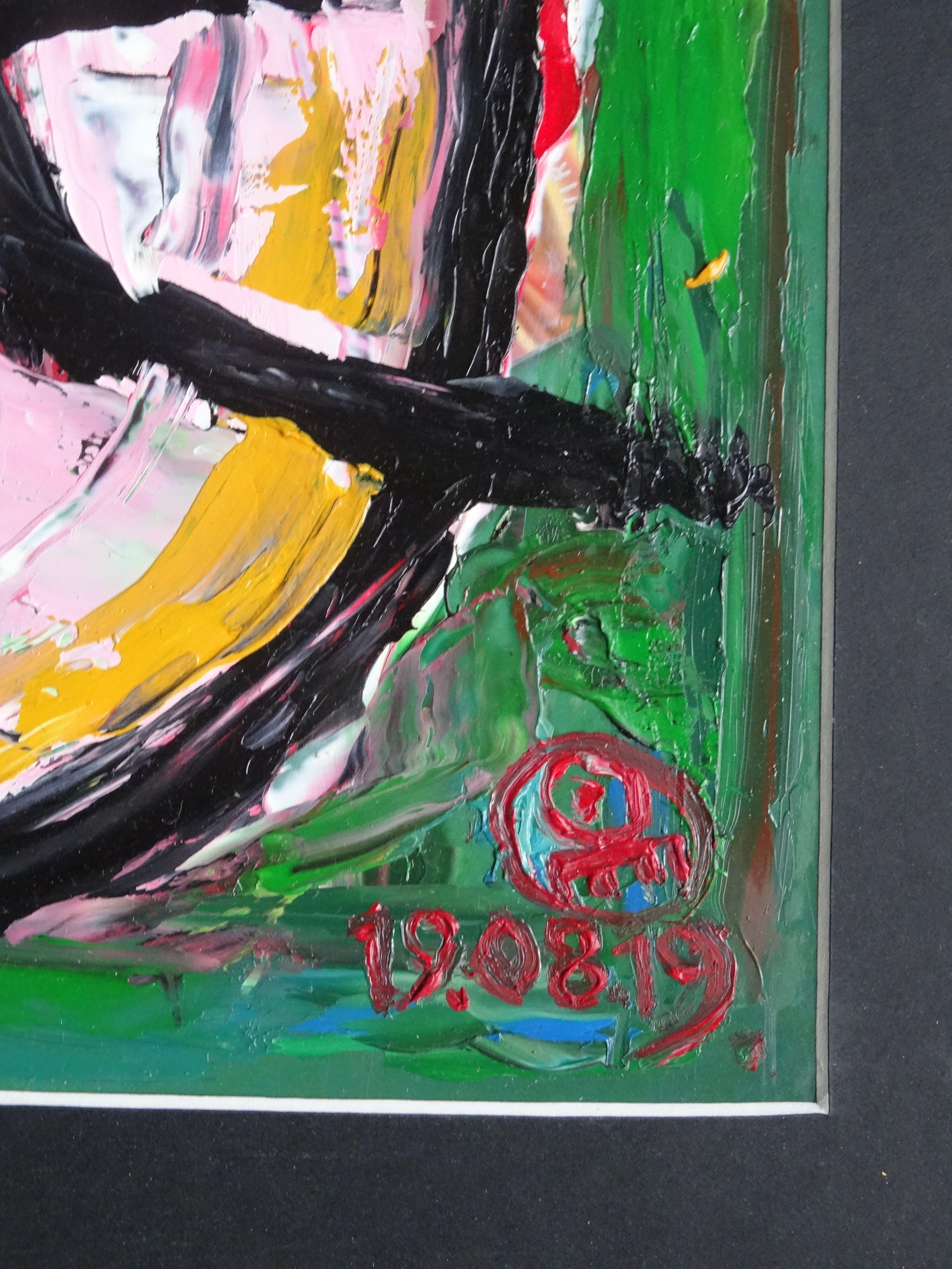 Uccello. 2019, pannello rigido, olio, 41x28 cm in vendita 1