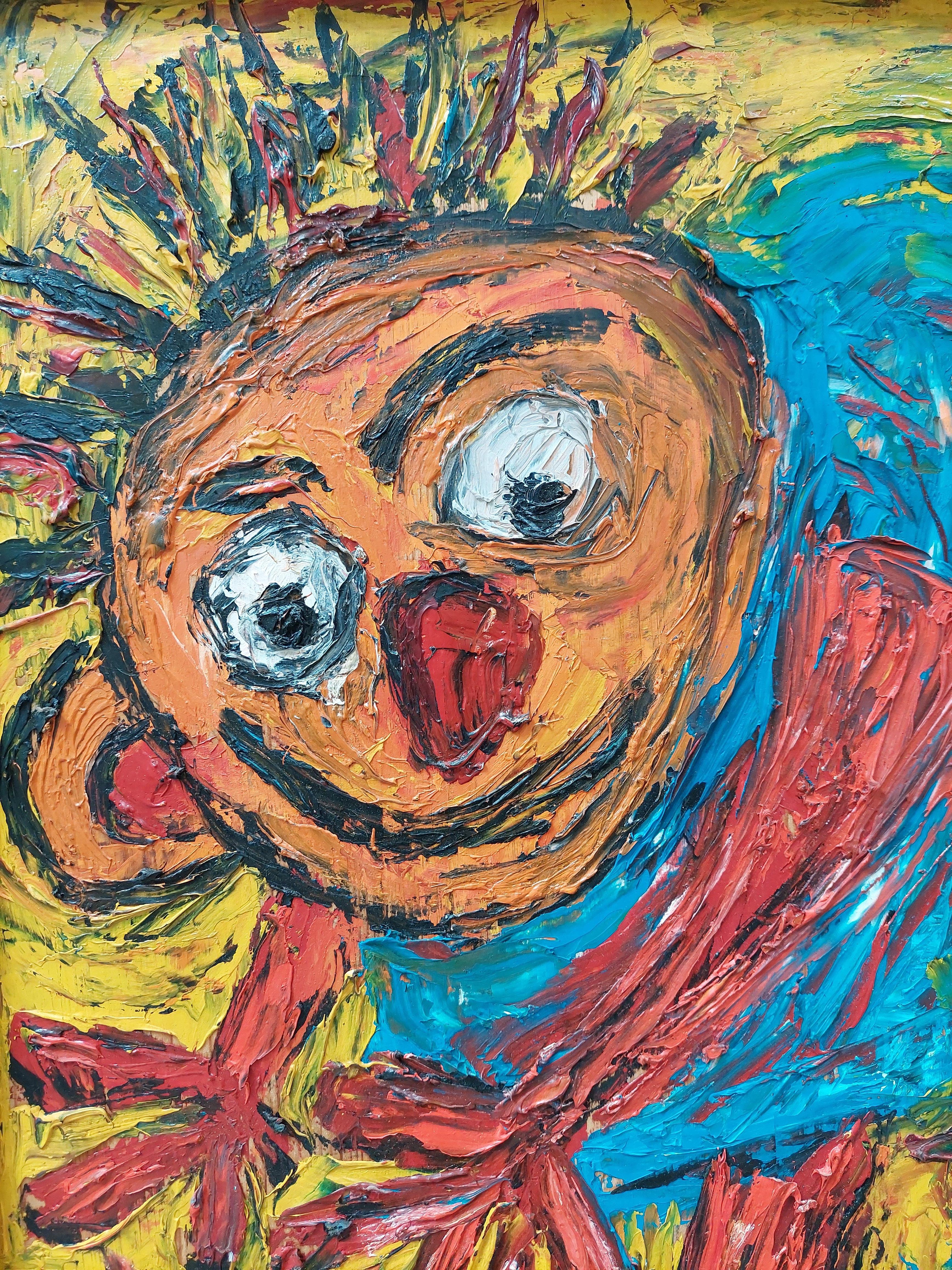 Caza de mariposas 2001, madera, óleo, 50,5x34 cm - Figurative Painting Marrón de Dmitry Lavrentjev 