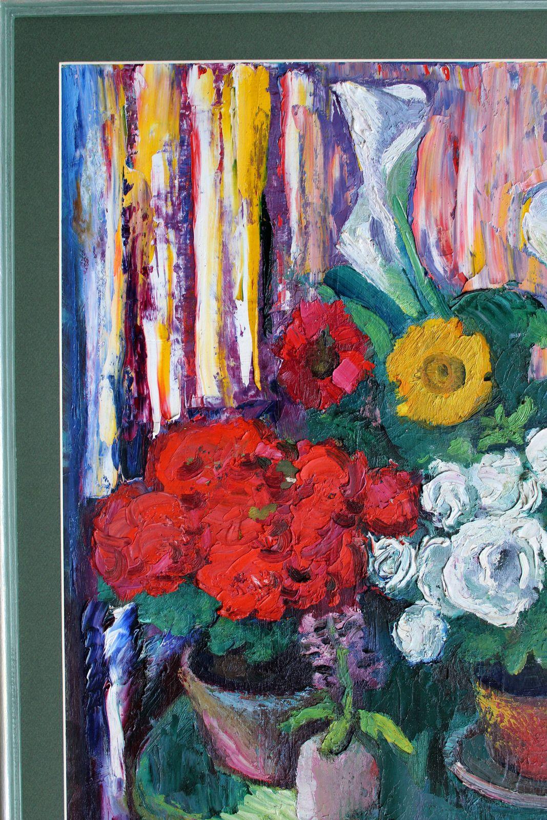 Flowers. Cardboard, oil, 70x44 cm For Sale 3