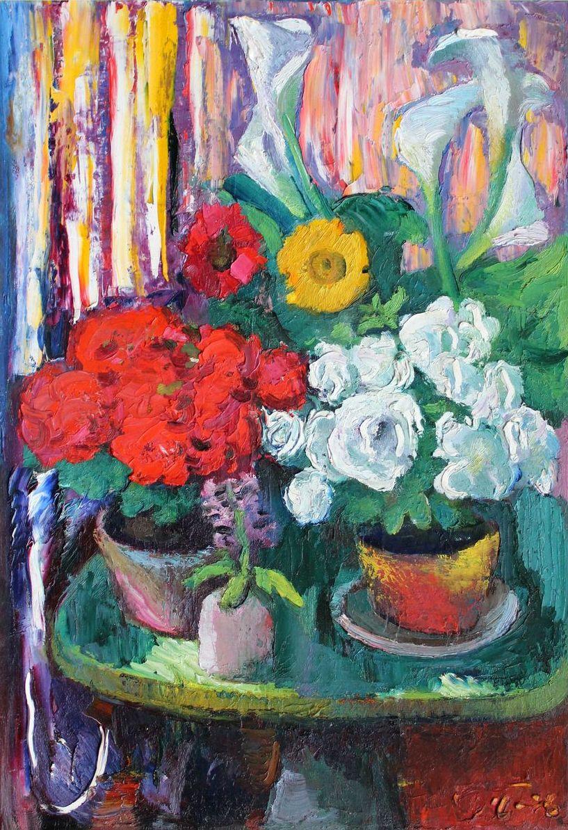 Dmitry Panichev  Still-Life Painting - Flowers. Cardboard, oil, 70x44 cm